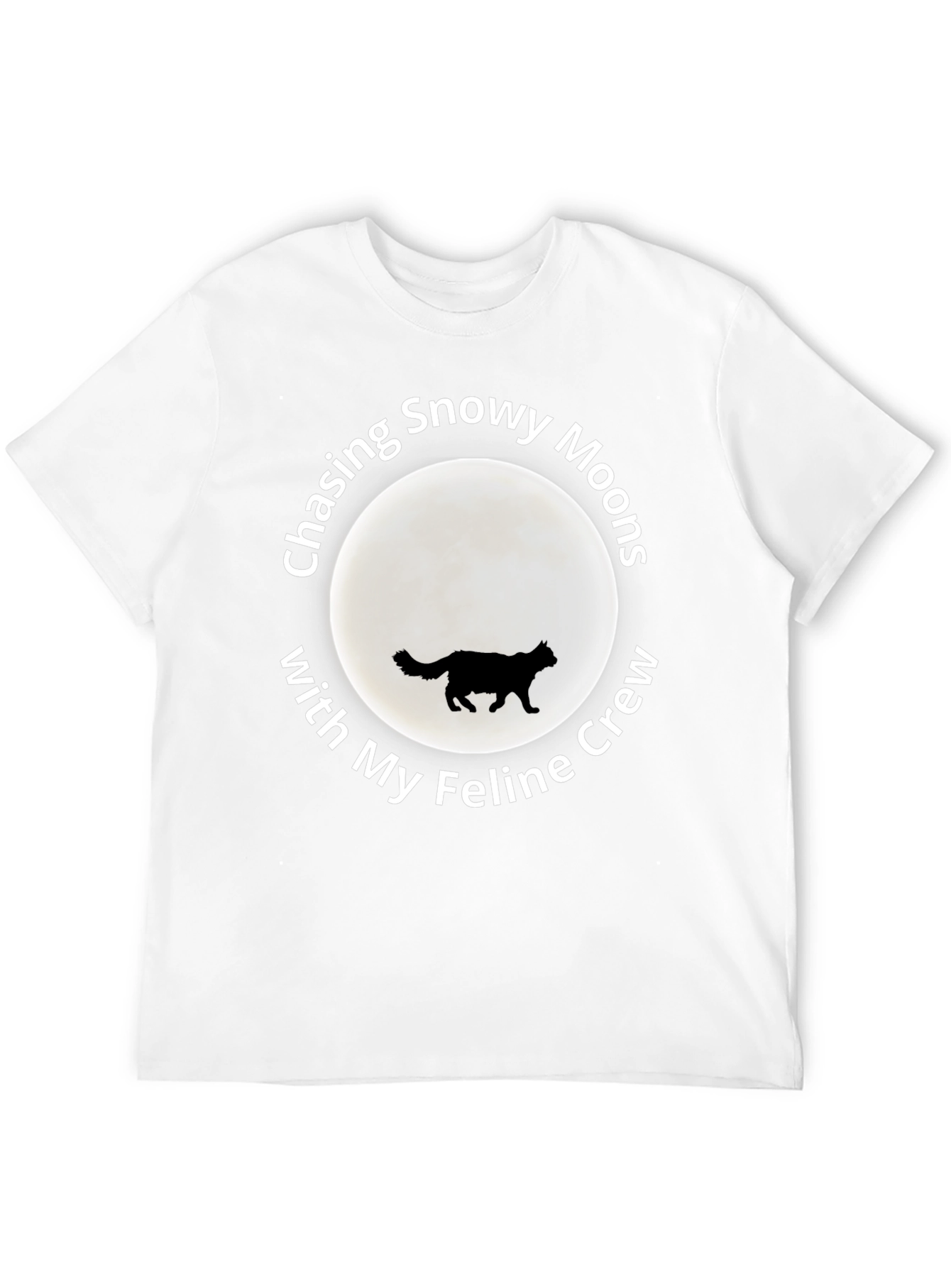Snowy Moons Feline Crew T-Shirt