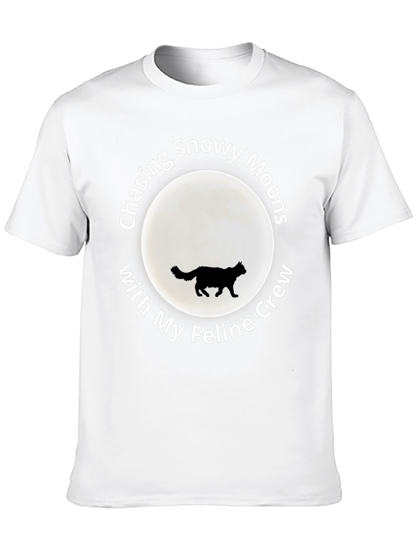 Snowy Moons Feline Crew T-Shirt