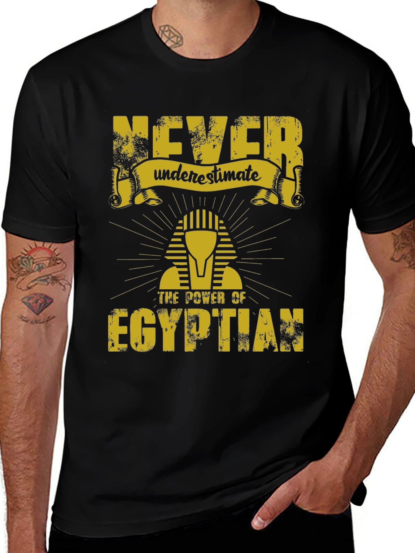 Never Underestimate Egyptian Black T-Shirt