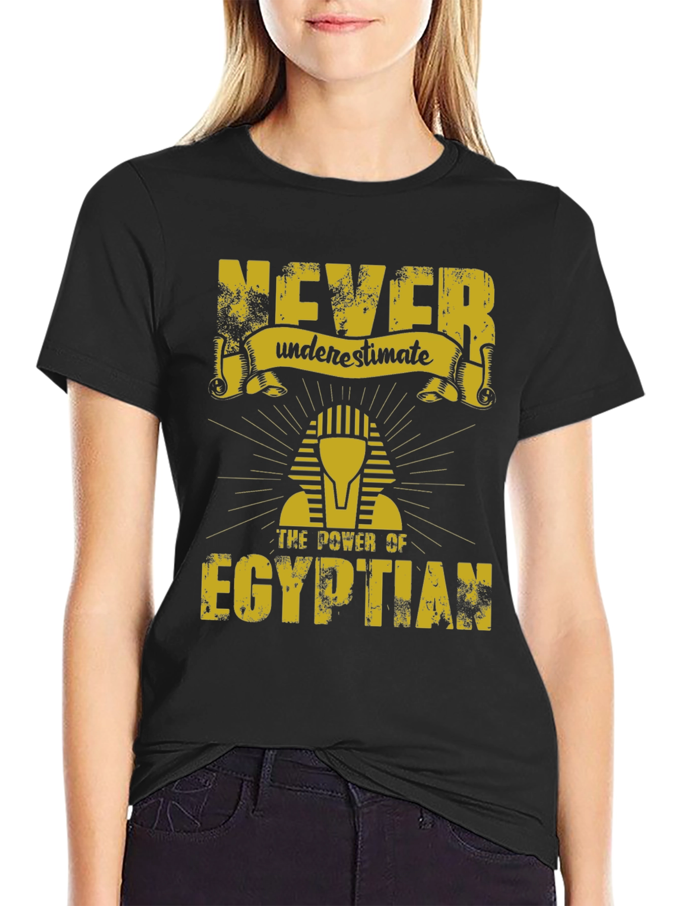 Never Underestimate Egyptian Black T-Shirt