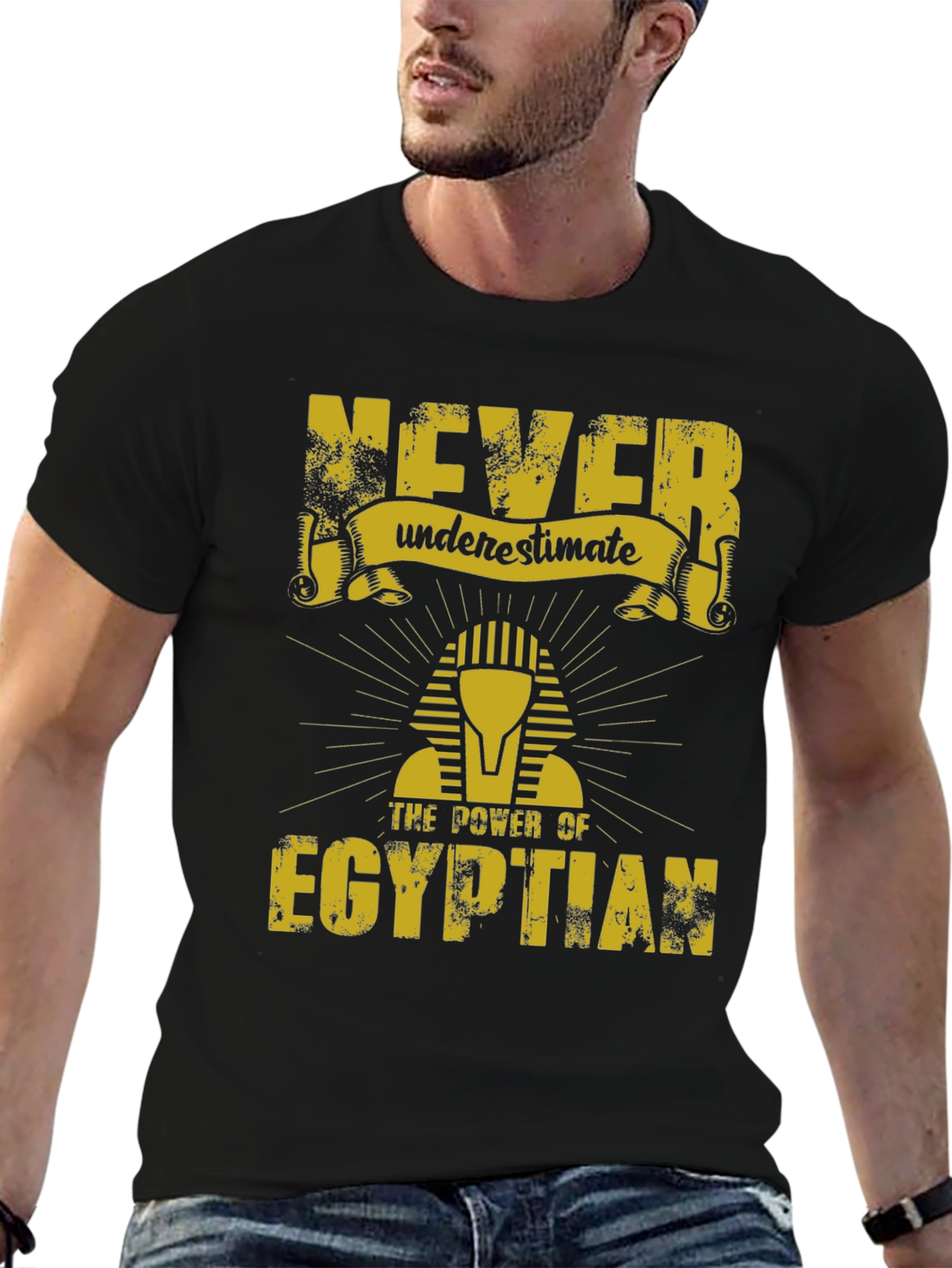 Never Underestimate Egyptian Black T-Shirt