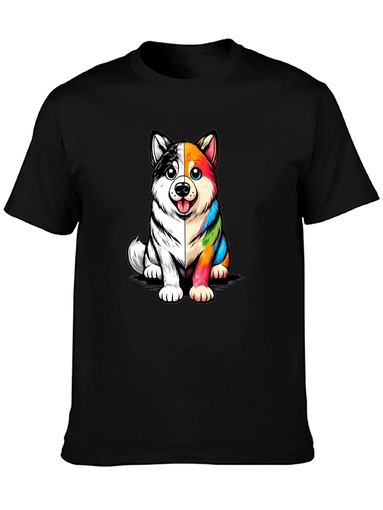 Dog Cartoon Graphic Black T-Shirt