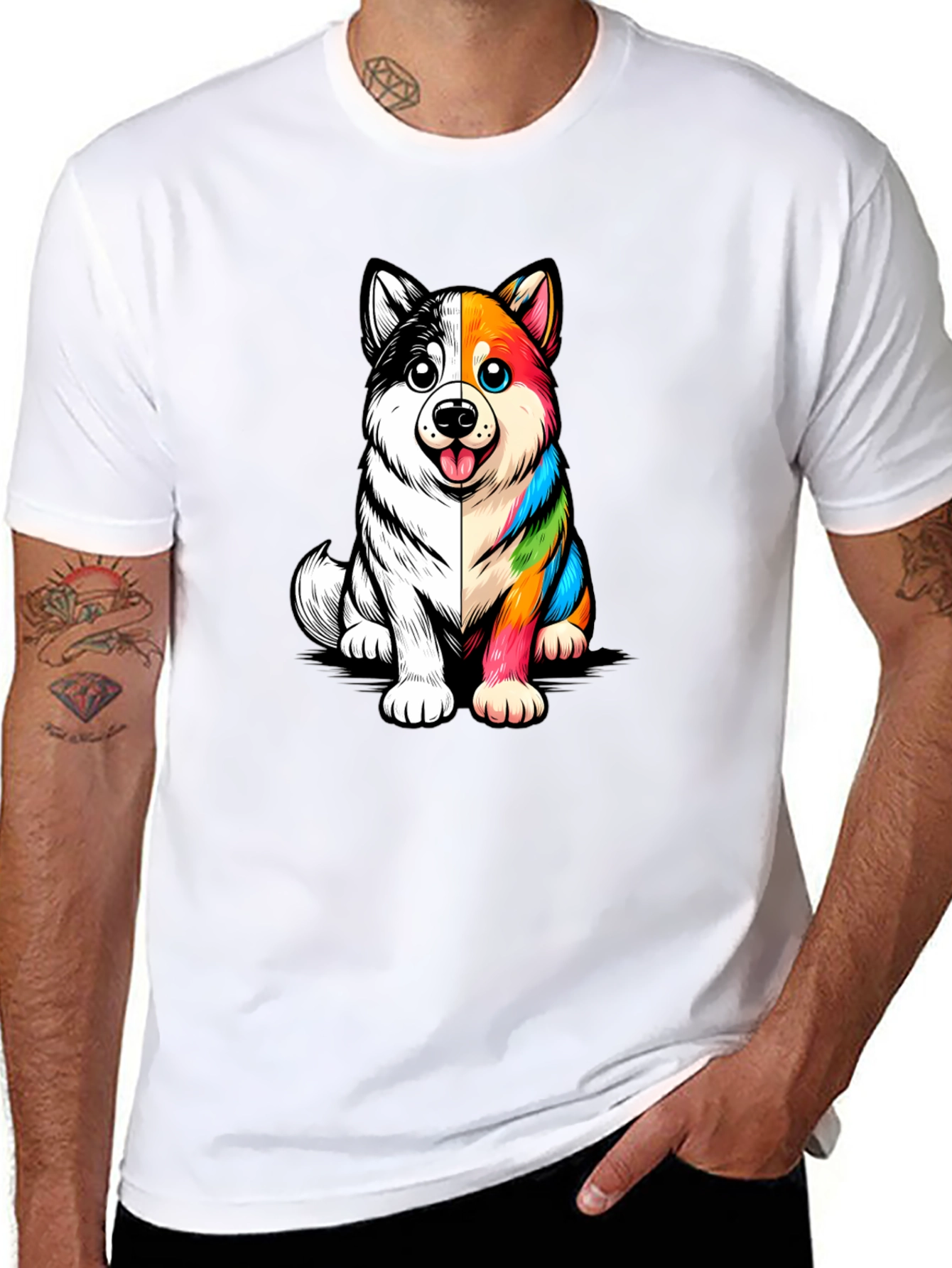 Dog Cartoon Graphic Black T-Shirt