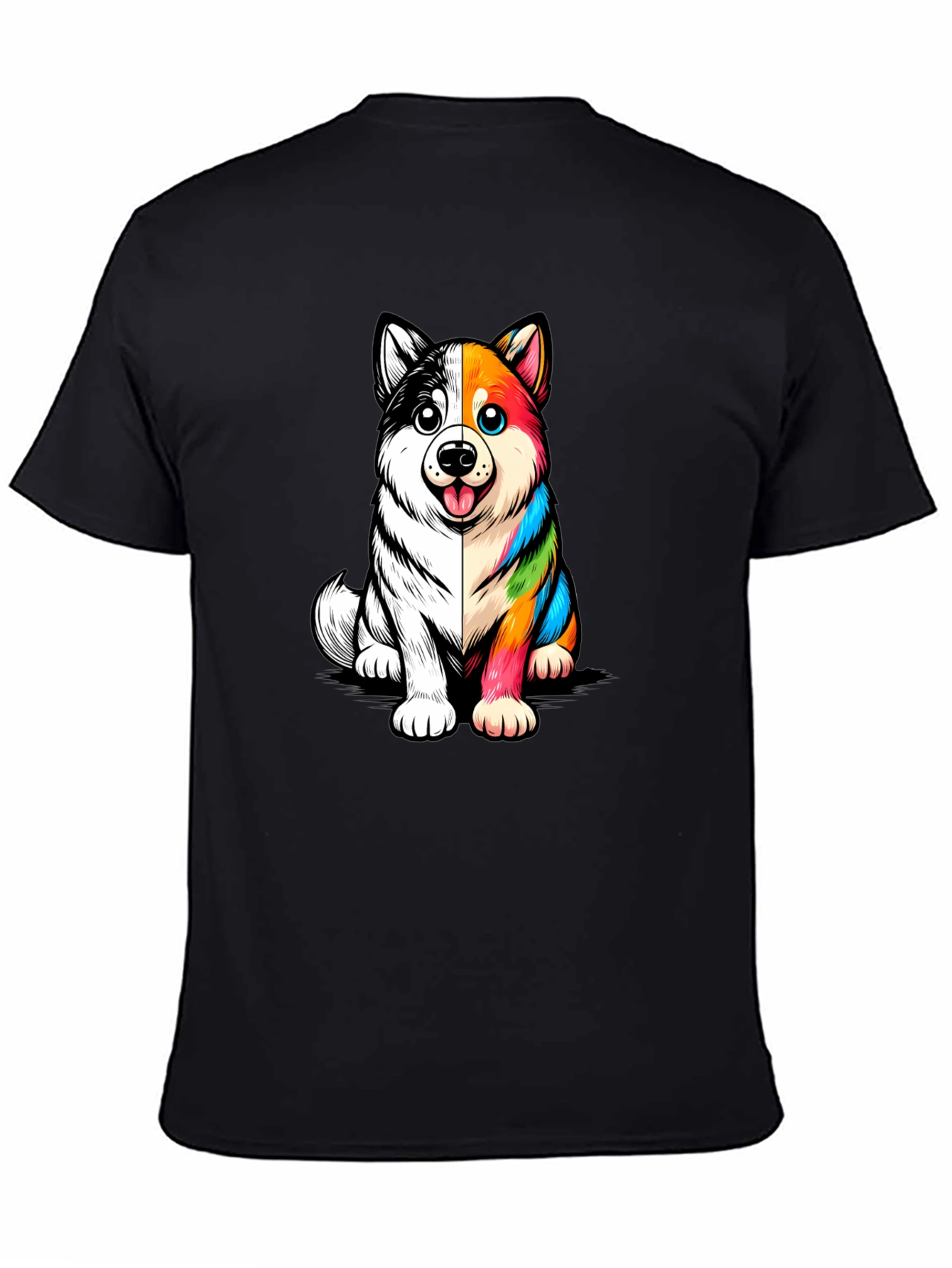 Dog Cartoon Graphic Black T-Shirt