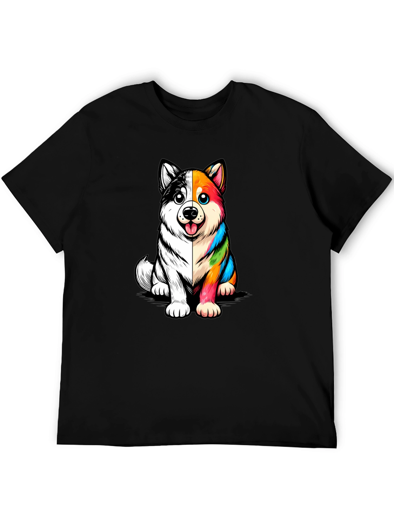 Dog Cartoon Graphic Black T-Shirt
