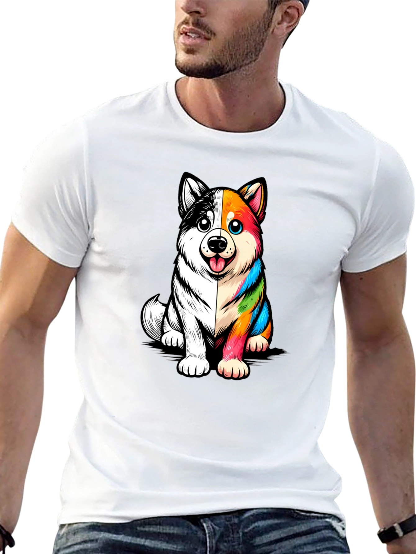 Dog Cartoon Graphic Black T-Shirt