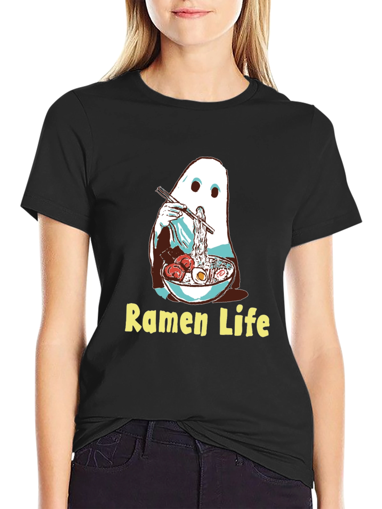 Ramen Ghost Graphic Tee - Funny Anime Noodles T-Shirt