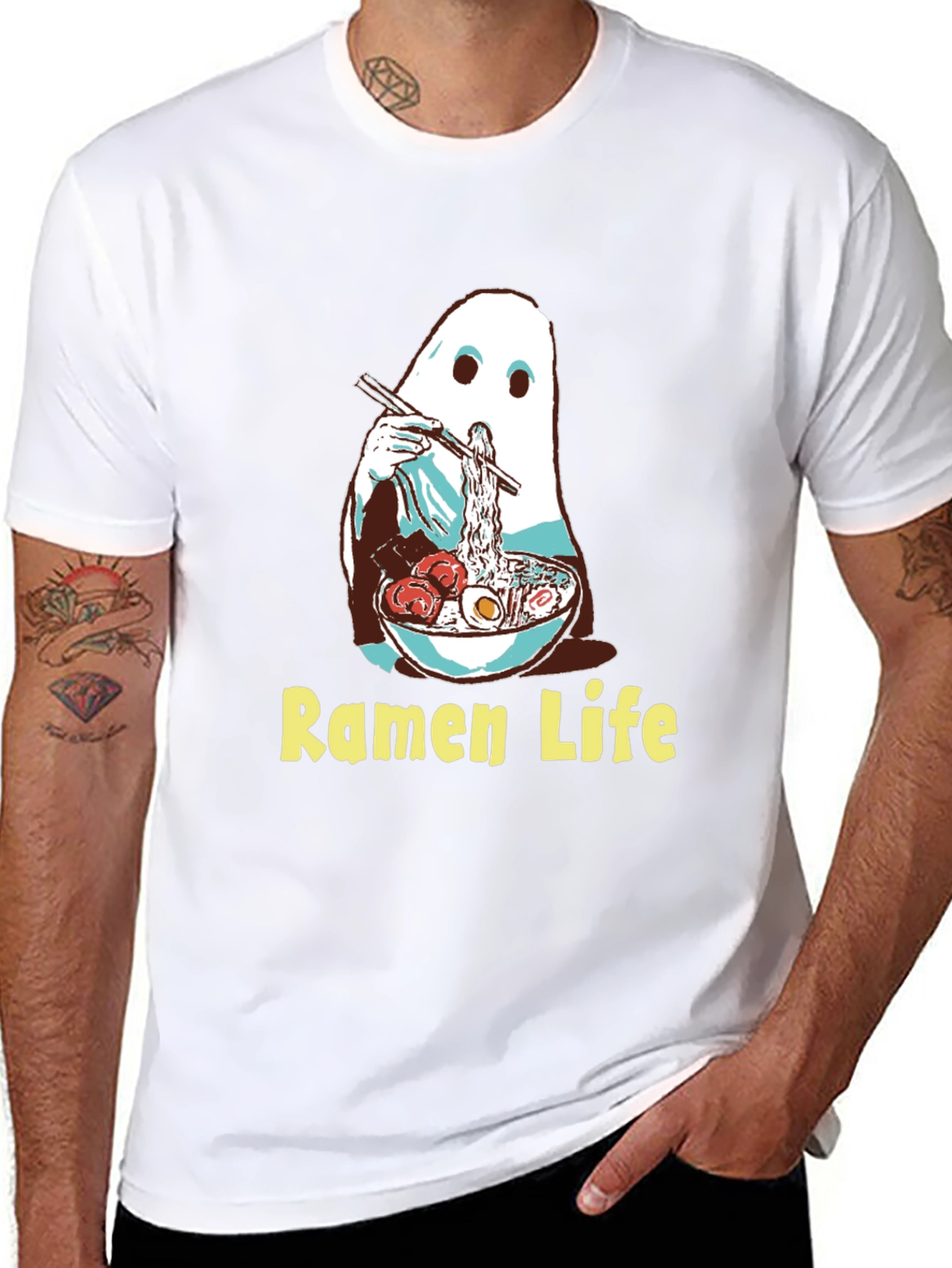 Ramen Ghost Graphic Tee - Funny Anime Noodles T-Shirt