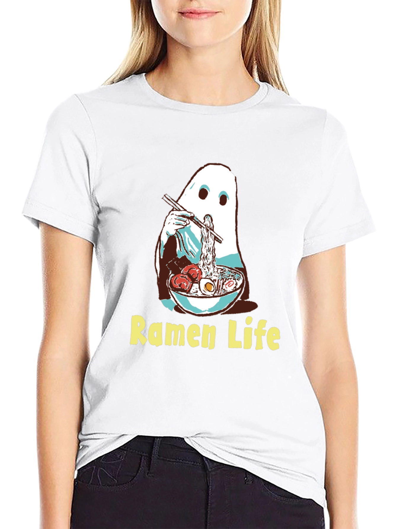 Ramen Ghost Graphic Tee - Funny Anime Noodles T-Shirt