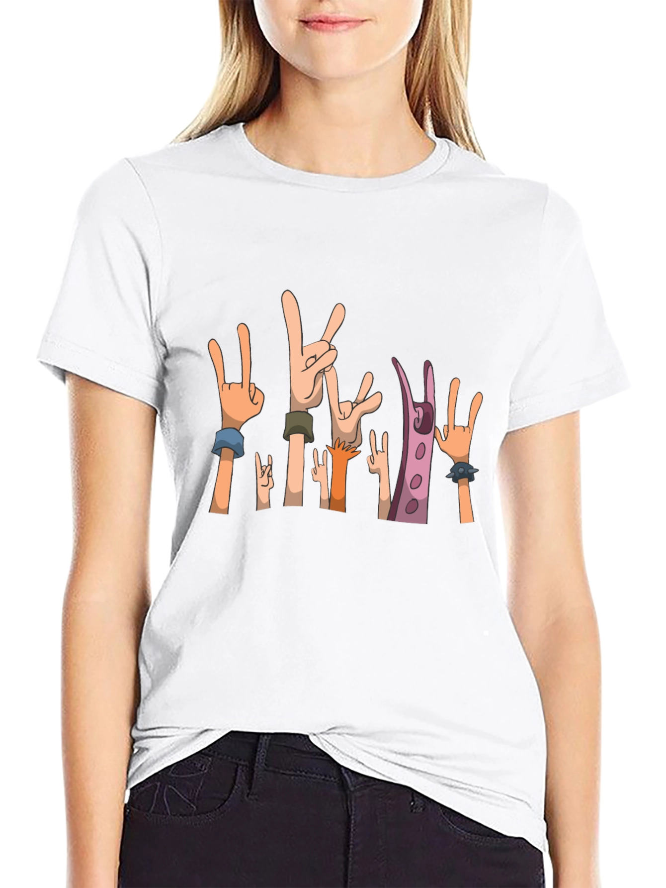 Rock On! Graphic Print Black T-Shirt
