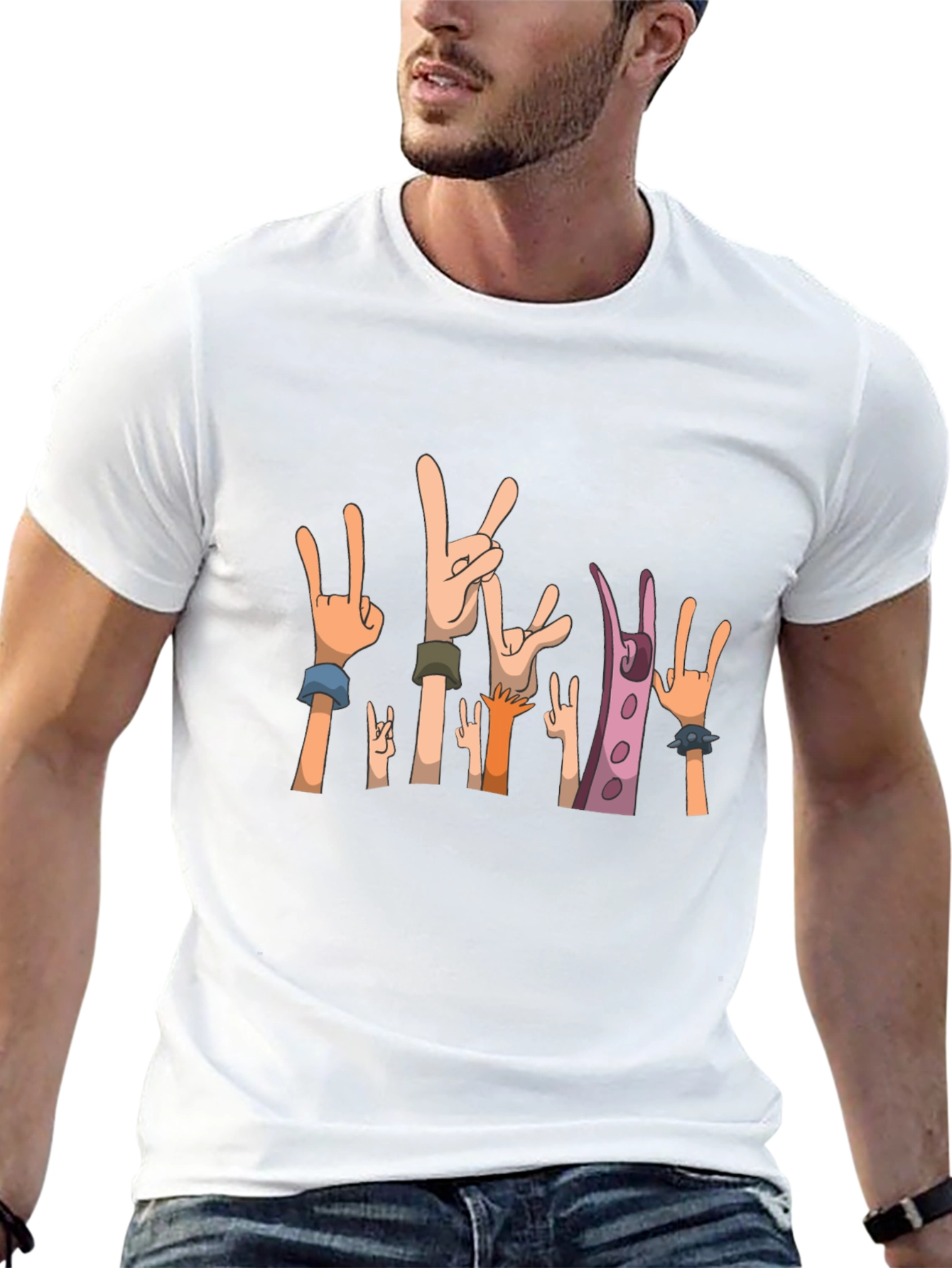 Rock On! Graphic Print Black T-Shirt
