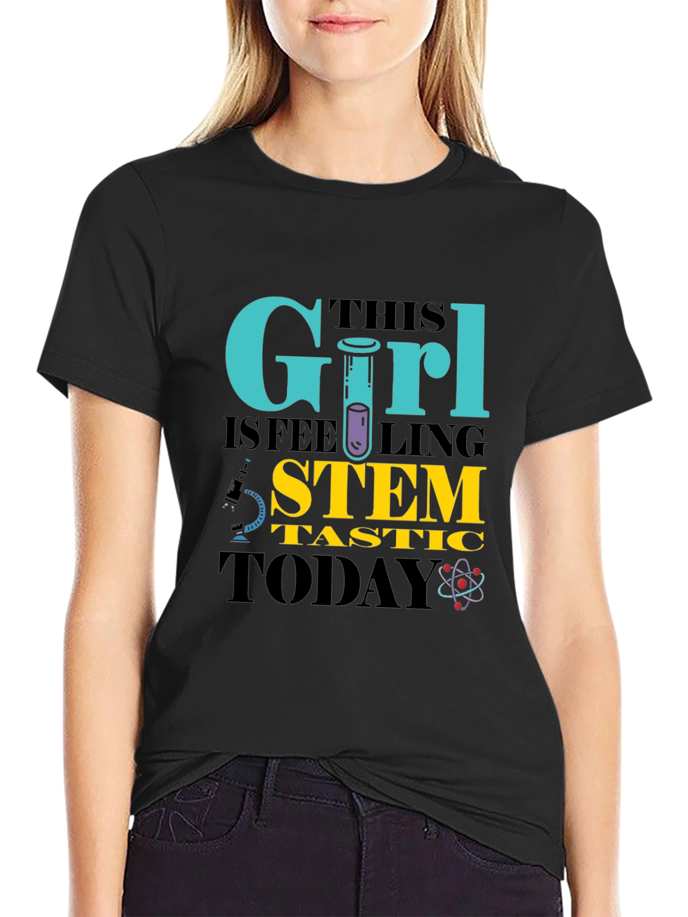 STEM Girls Black T-Shirt - Science Enthusiast Apparel