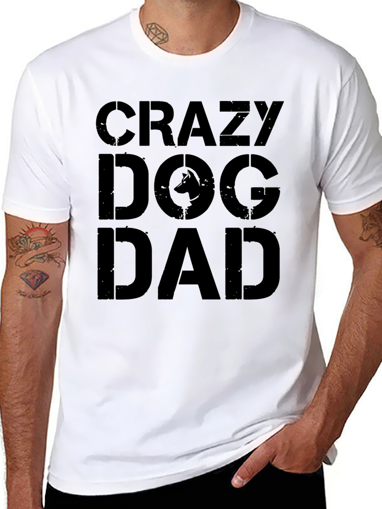 Crazy Dog Dad Black T-Shirt