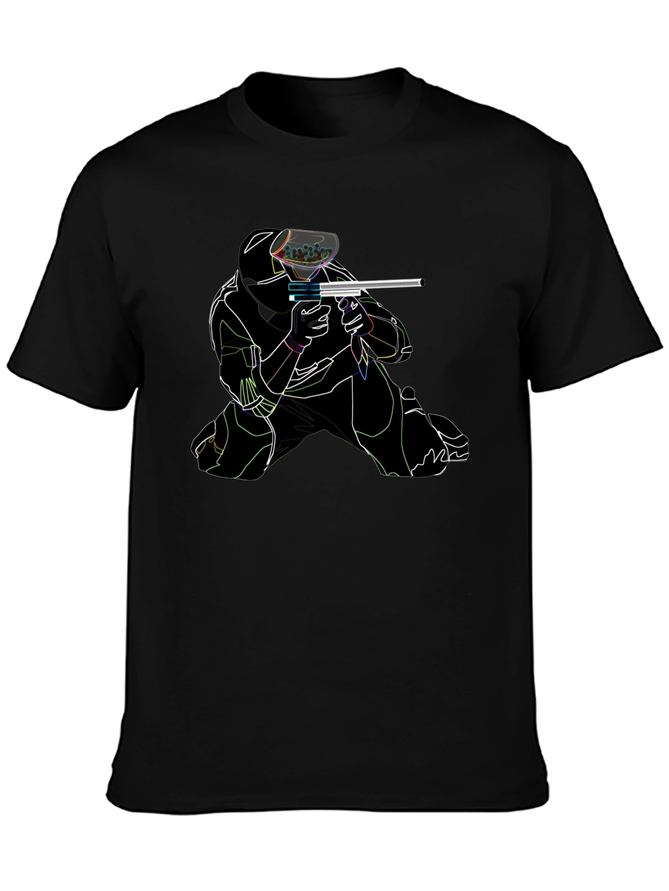 Neon Paintball Player Black T-Shirt