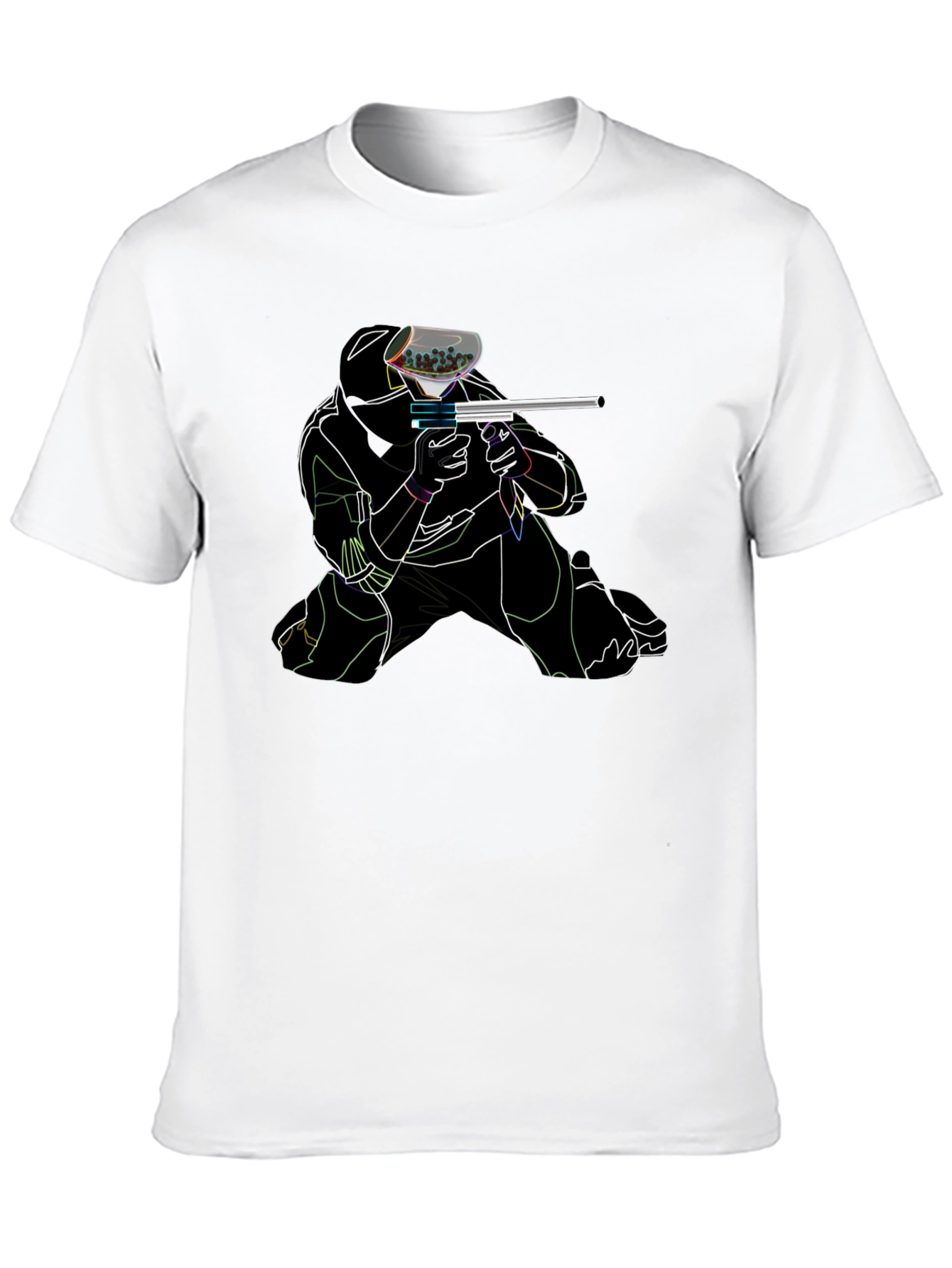 Neon Paintball Player Black T-Shirt