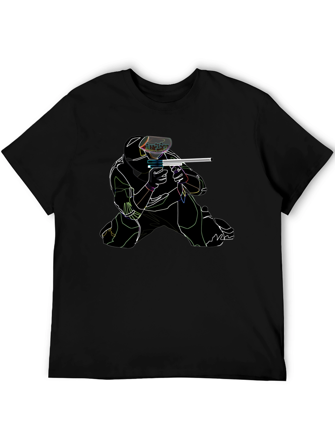 Neon Paintball Player Black T-Shirt