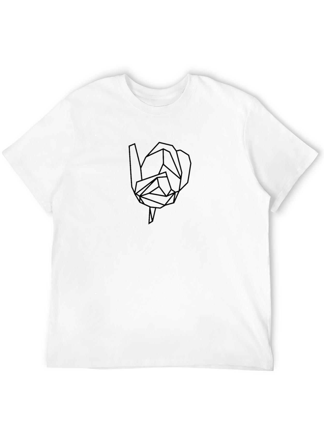 Geometric Rose Graphic Tee - Modern Black T-Shirt
