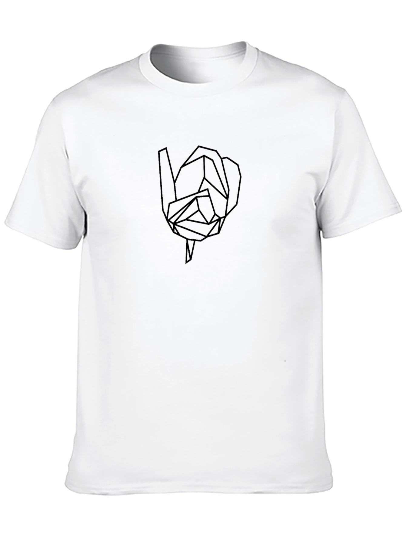 Geometric Rose Graphic Tee - Modern Black T-Shirt