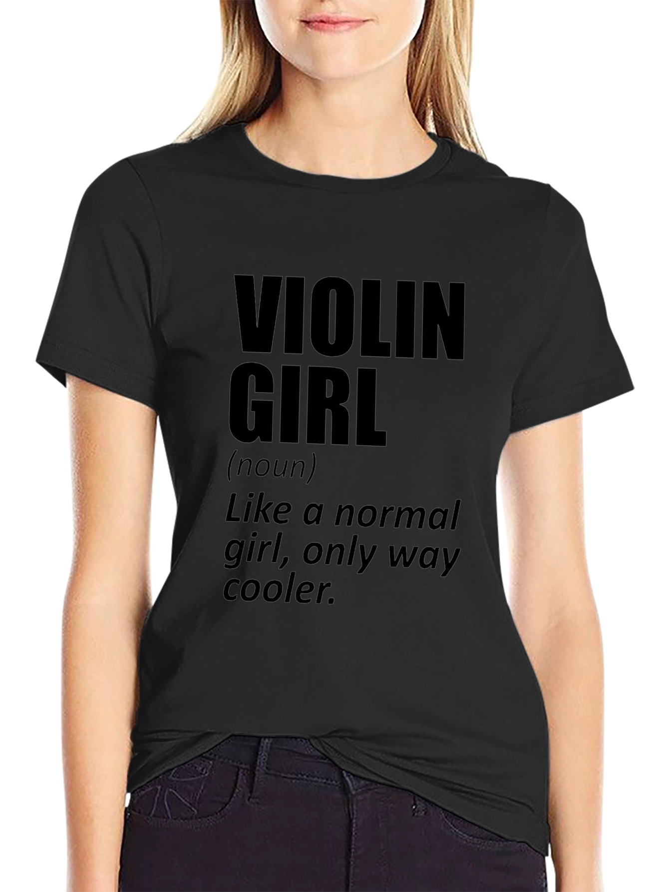 Violin Girl Novelty Graphic Tee - Musician Gift