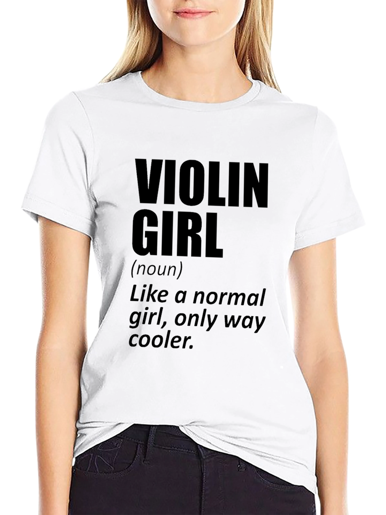 Violin Girl Novelty Graphic Tee - Musician Gift