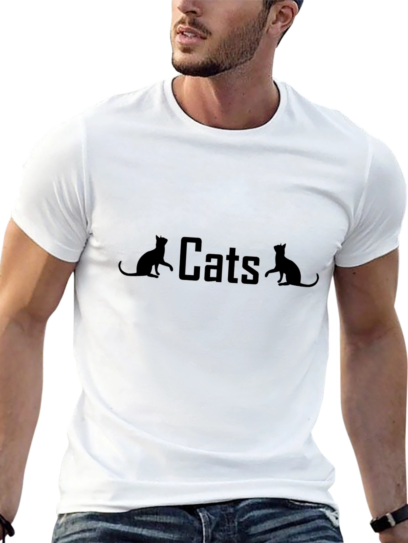 Cats Graphic Print Black T-Shirt