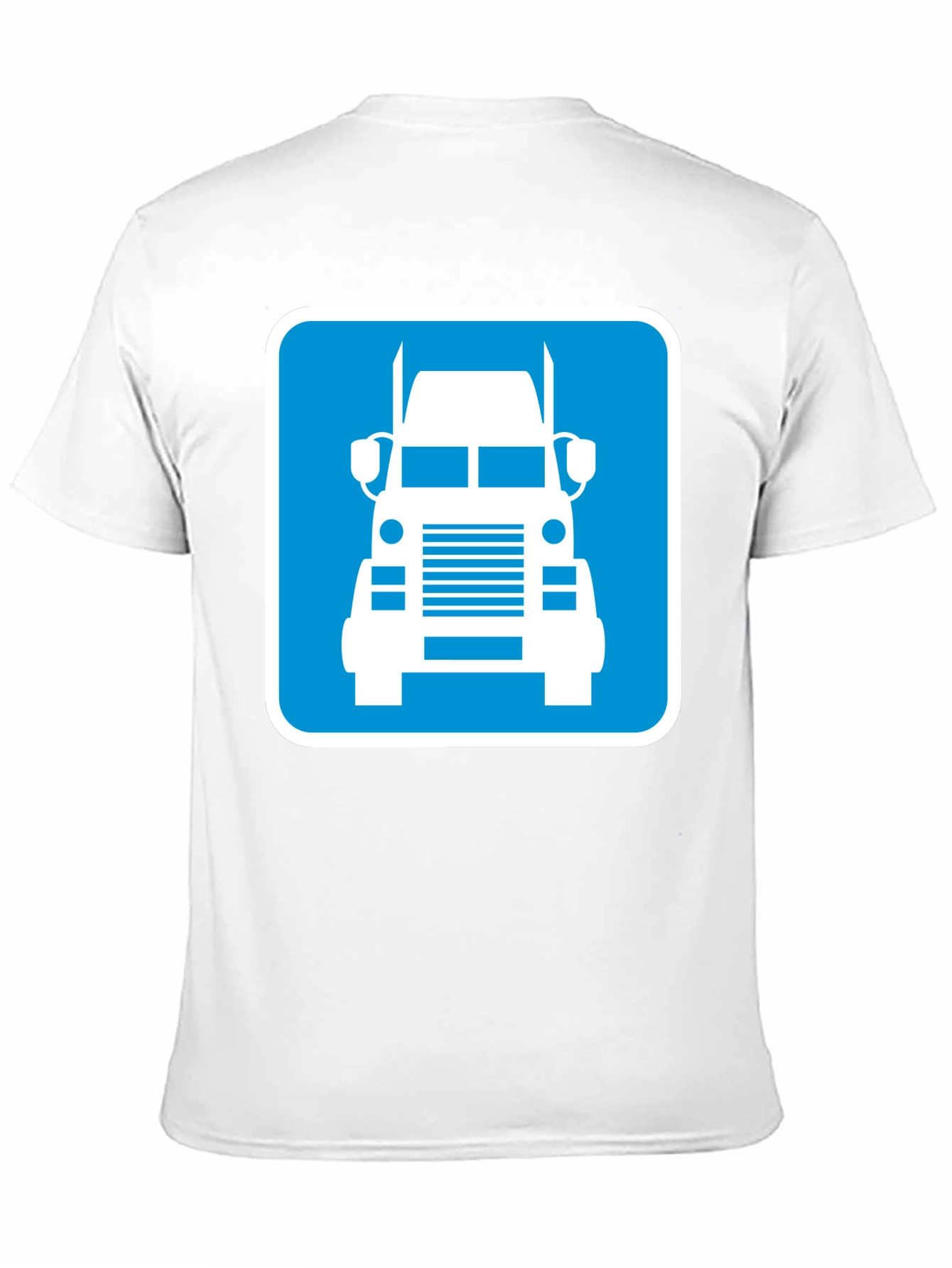 Trucker Tee: Blue Semi-Truck Graphic Print T-Shirt