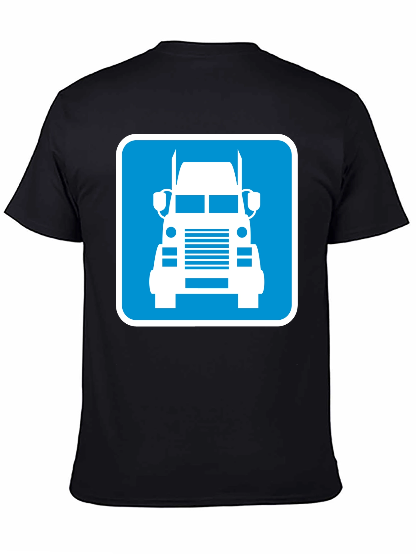 Trucker Tee: Blue Semi-Truck Graphic Print T-Shirt