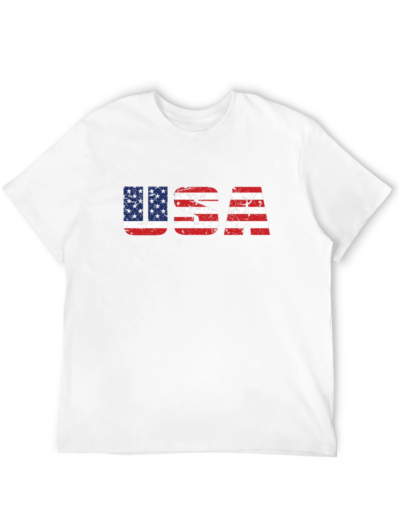 USA Flag Graphic Print Crew Neck T-Shirt