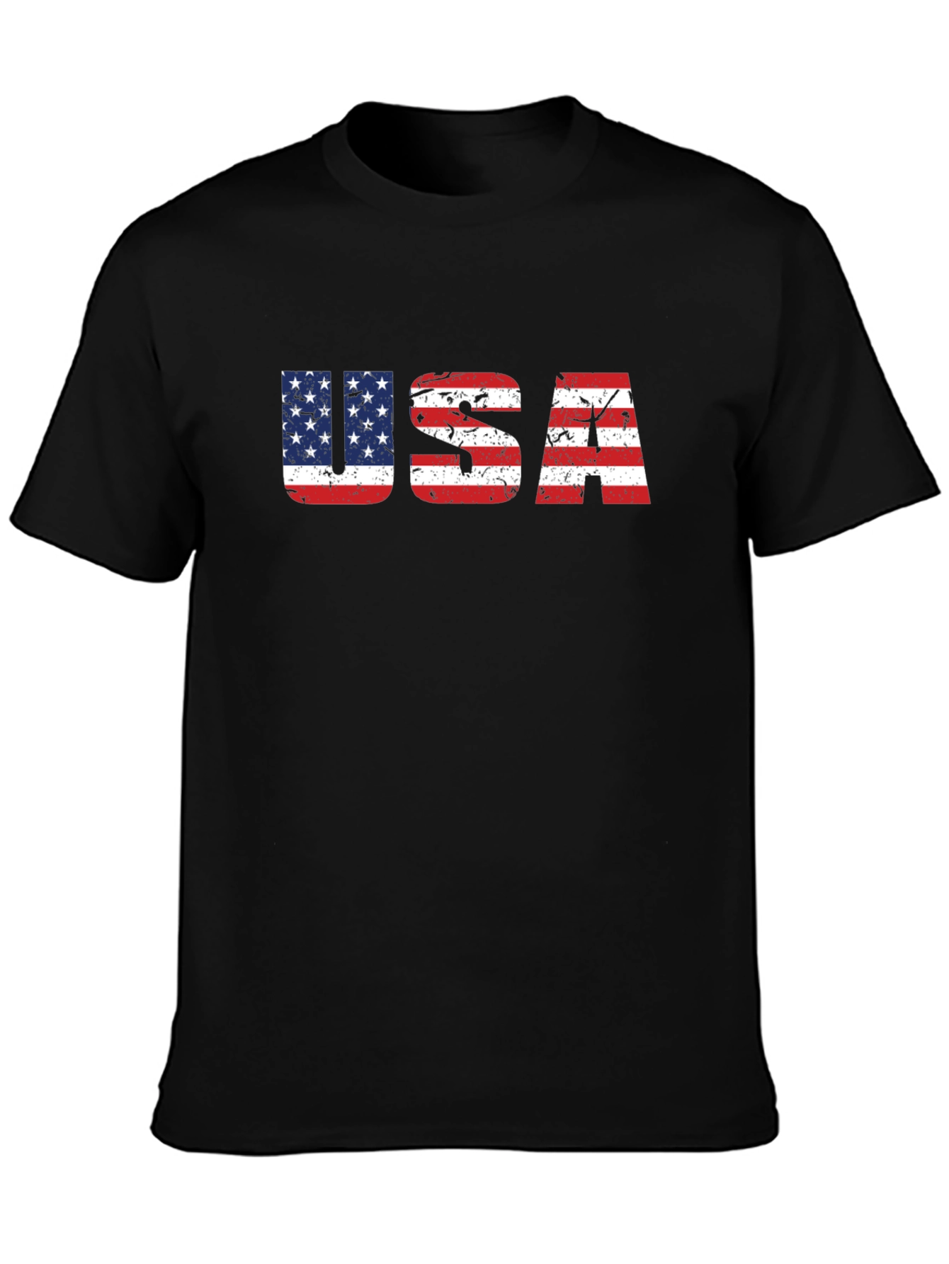 USA Flag Graphic Print Crew Neck T-Shirt