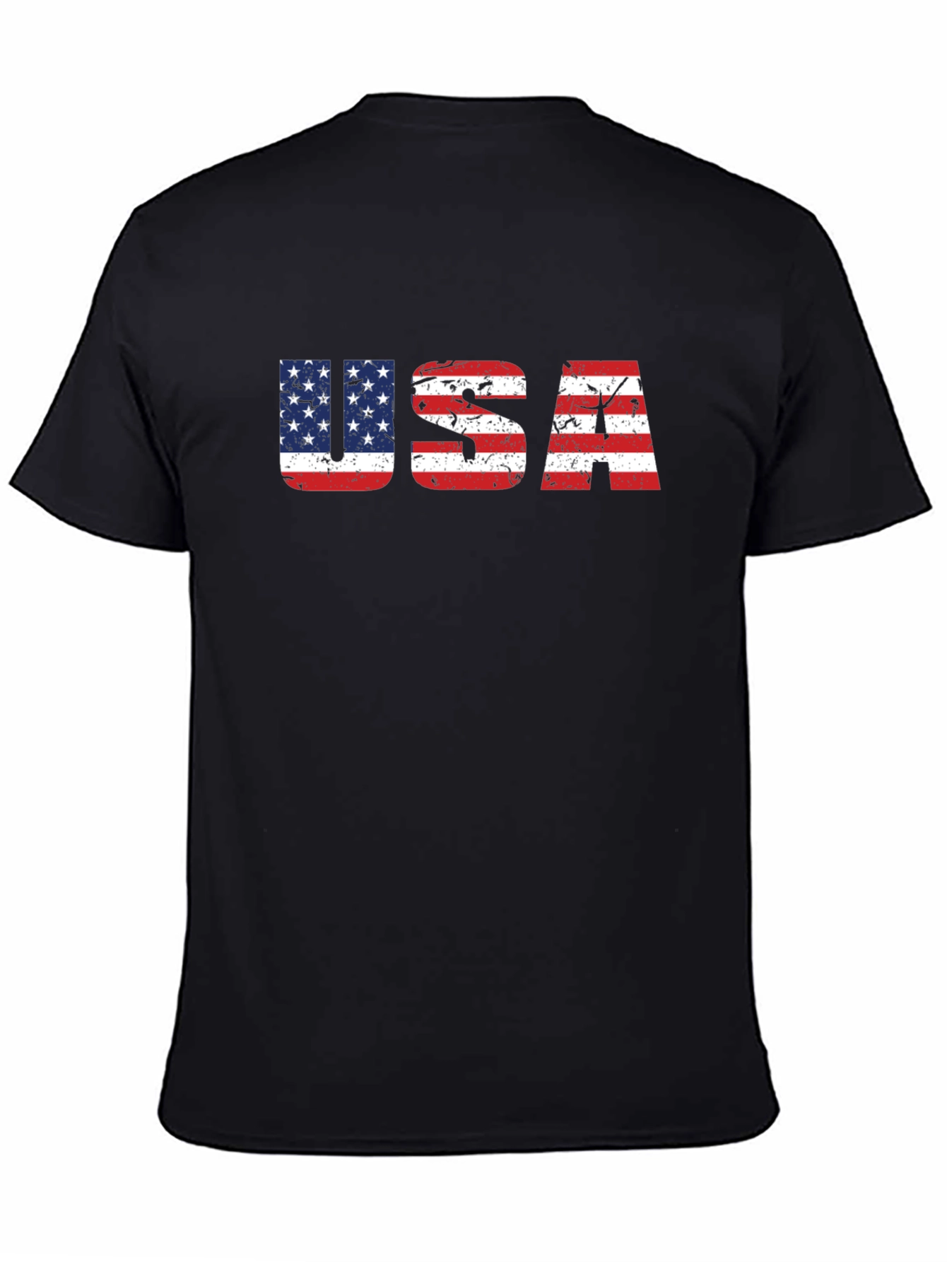 USA Flag Graphic Print Crew Neck T-Shirt
