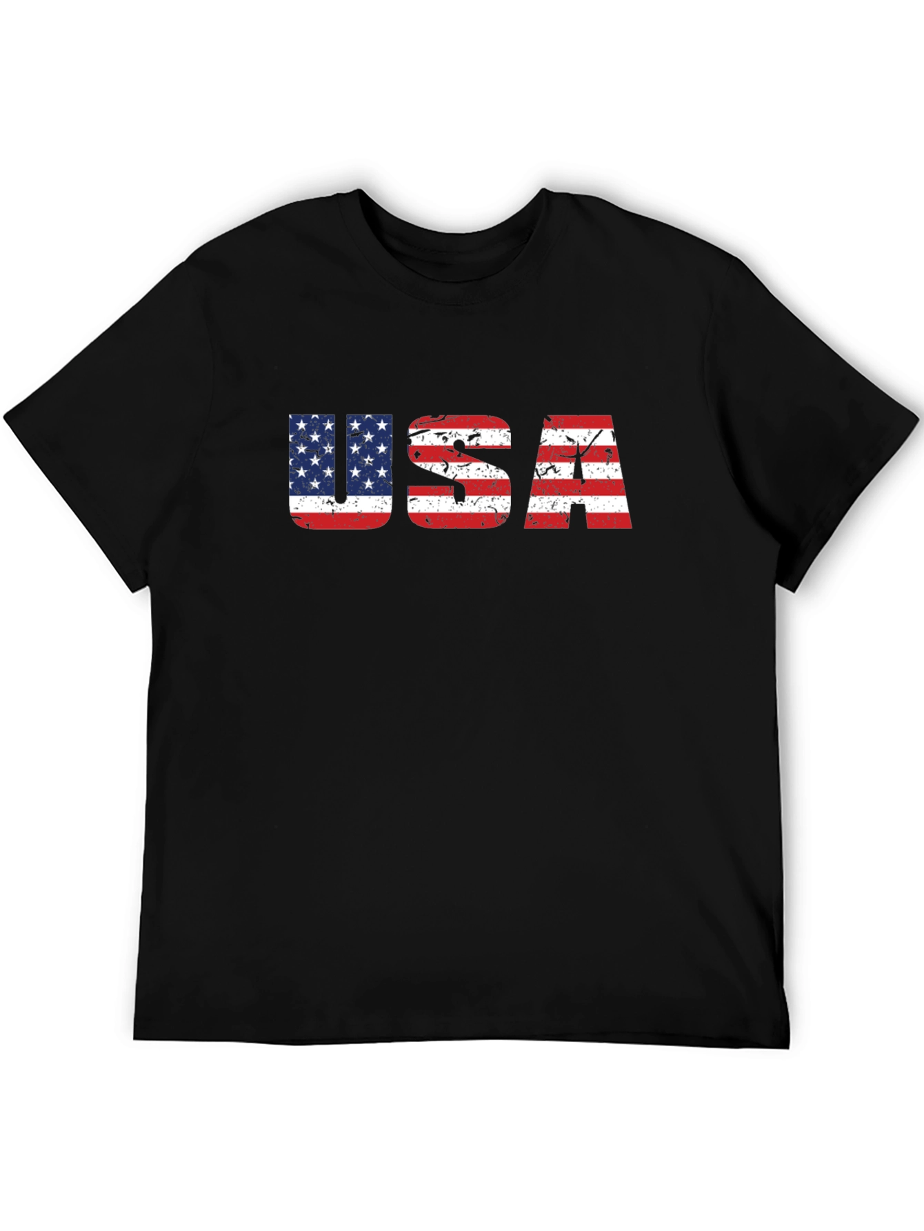 USA Flag Graphic Print Crew Neck T-Shirt