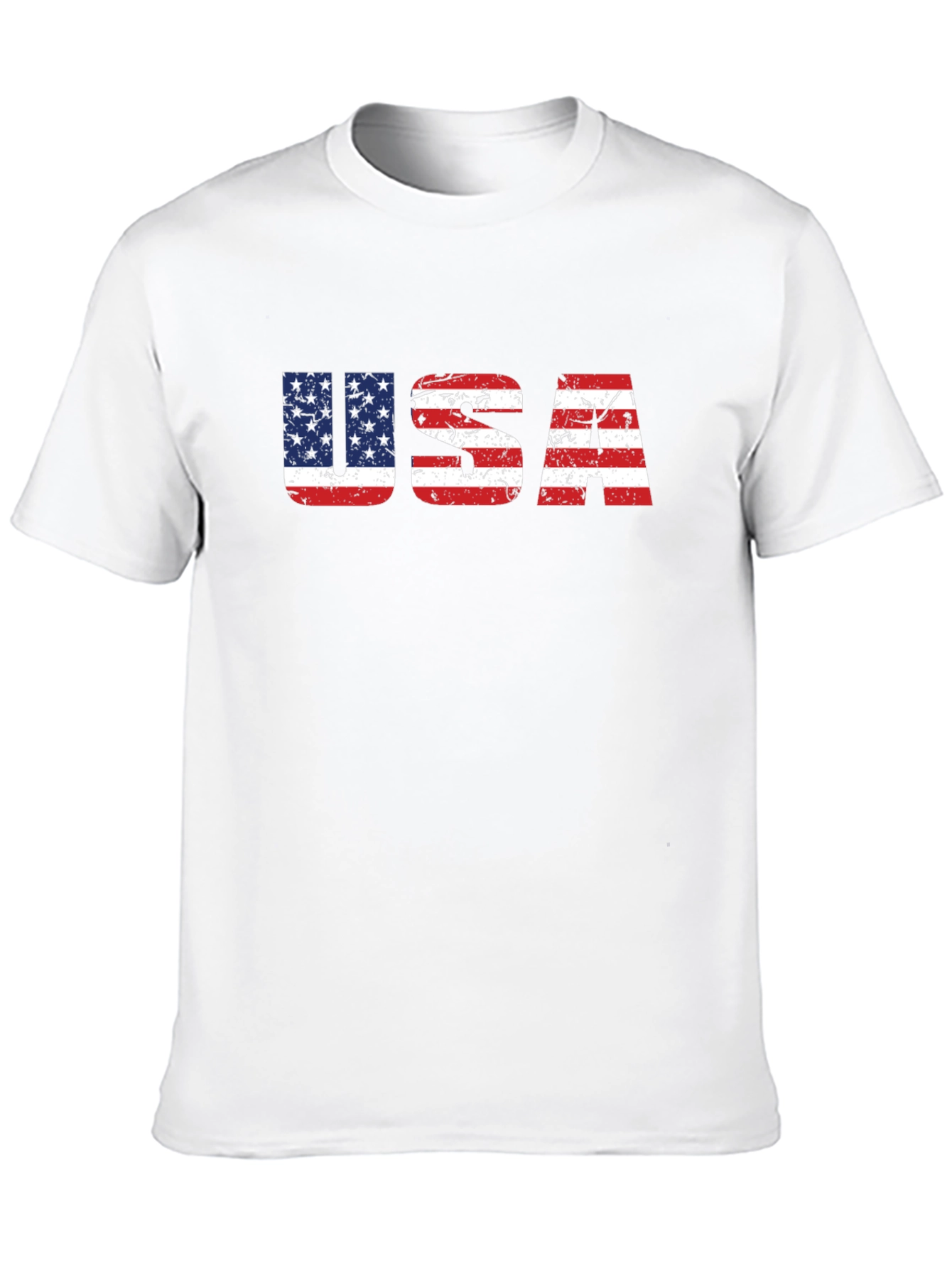USA Flag Graphic Print Crew Neck T-Shirt