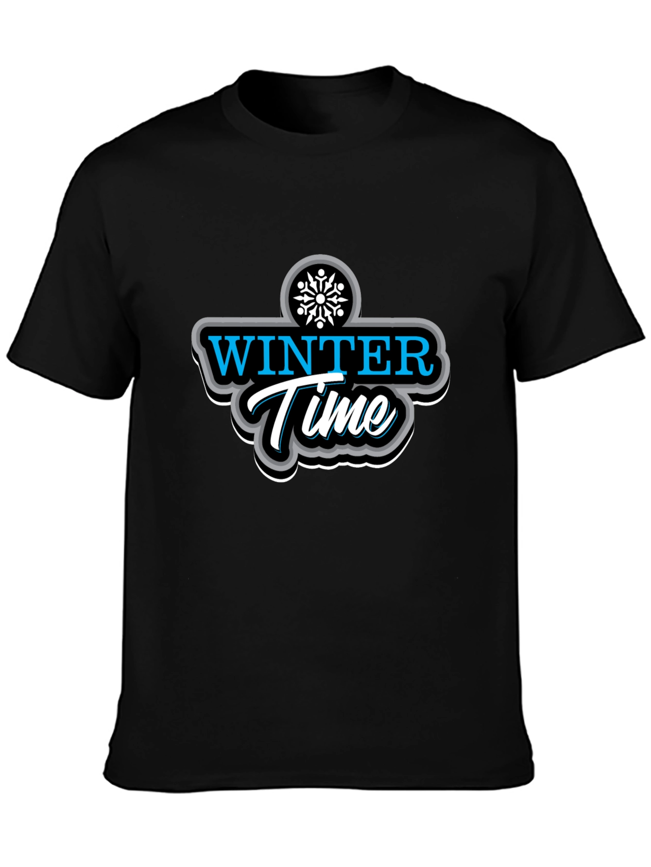 Winter Time Black Graphic T-Shirt