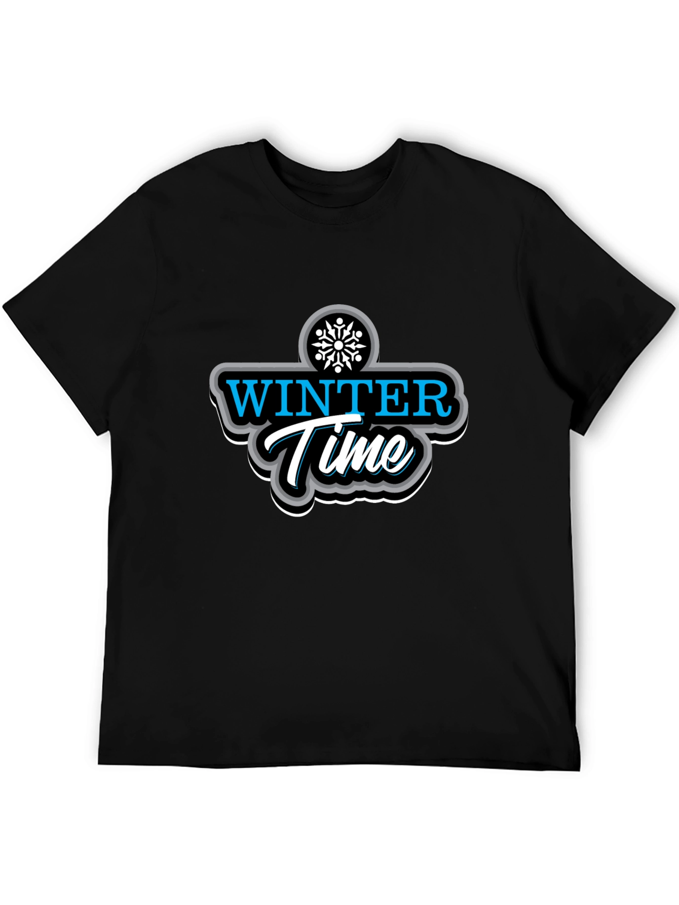Winter Time Black Graphic T-Shirt