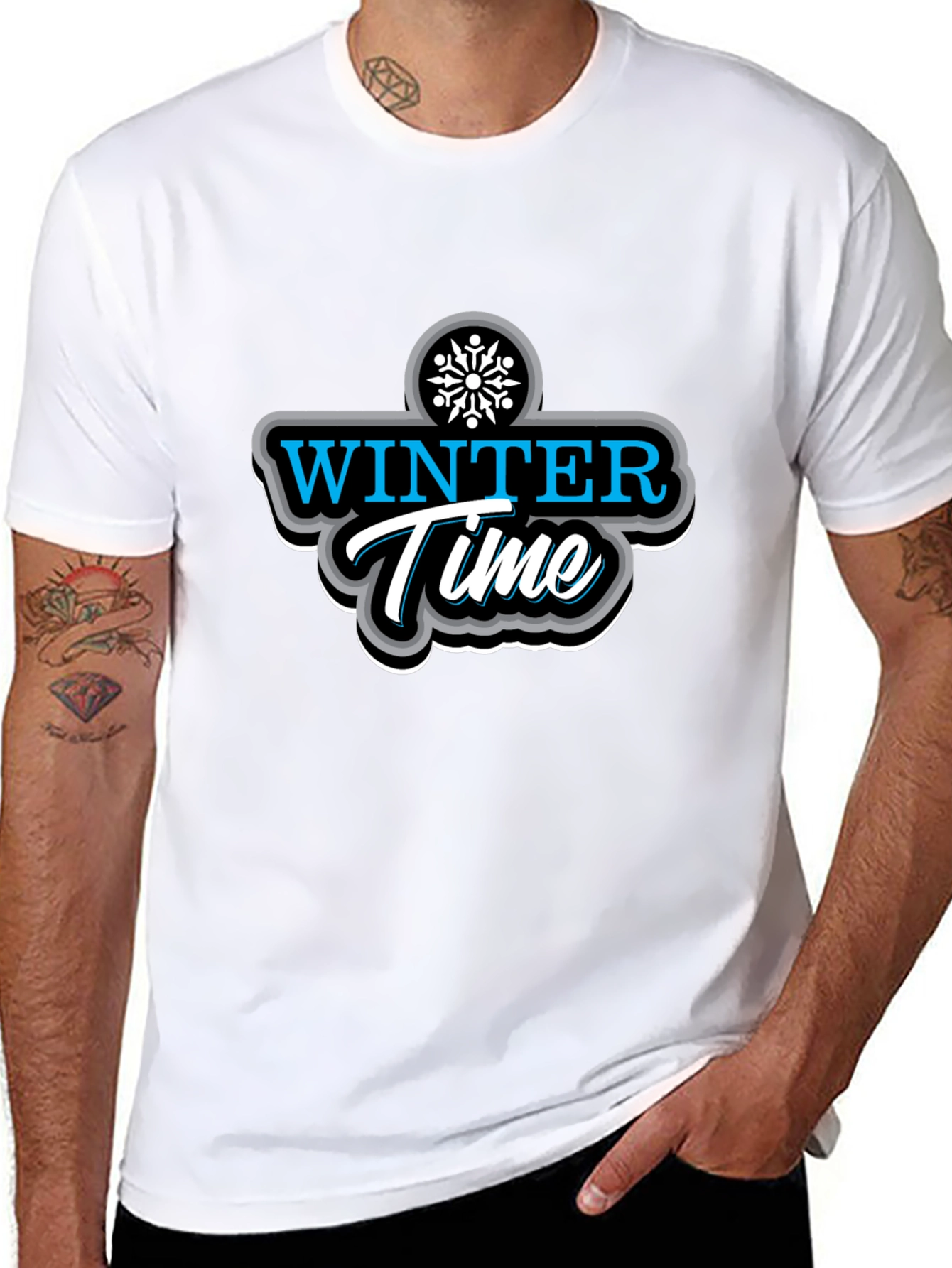 Winter Time Black Graphic T-Shirt