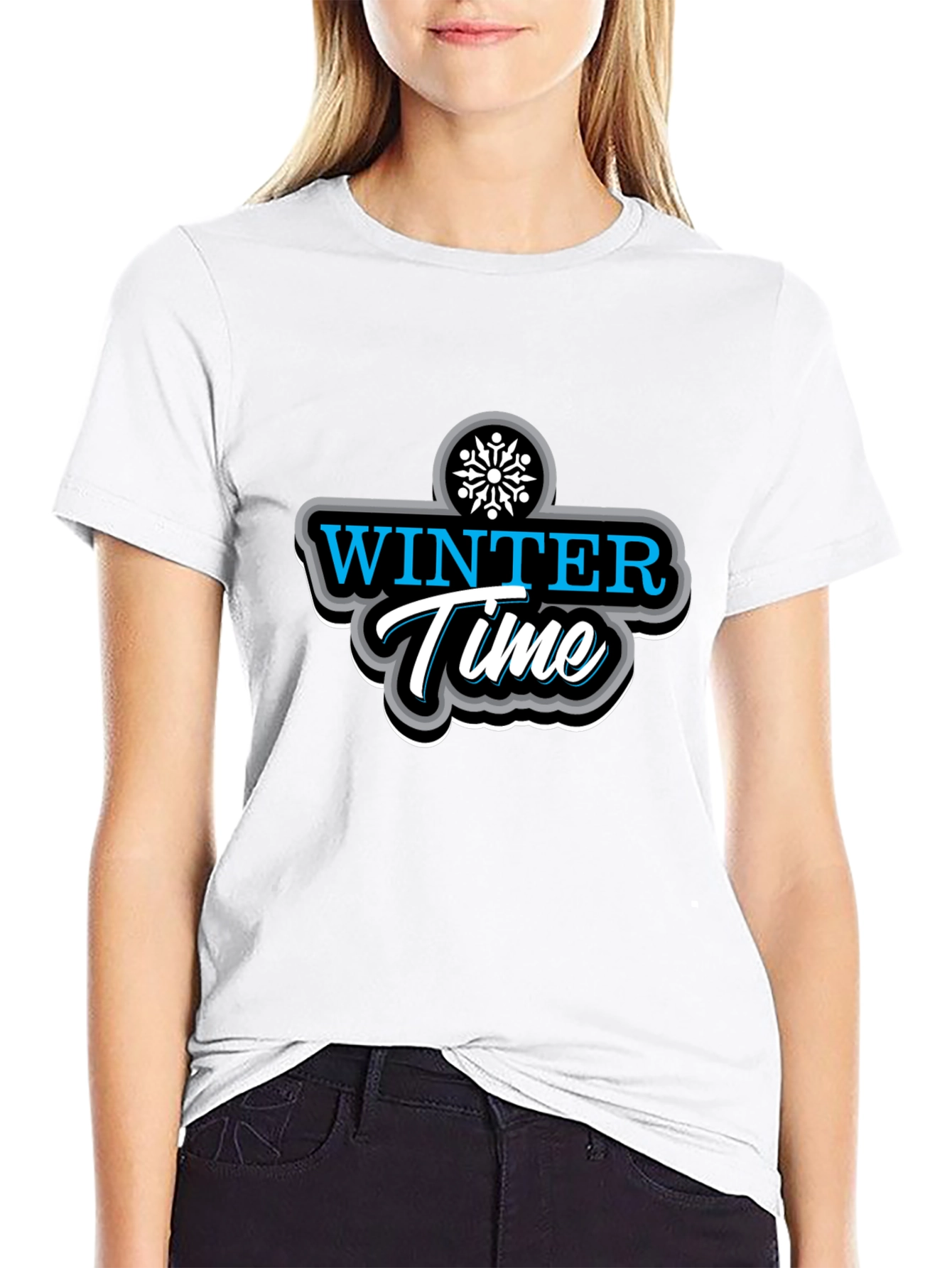 Winter Time Black Graphic T-Shirt