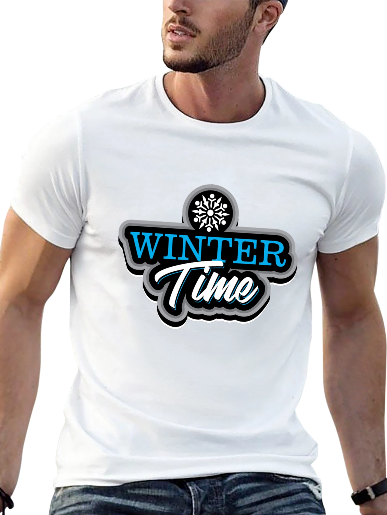 Winter Time Black Graphic T-Shirt