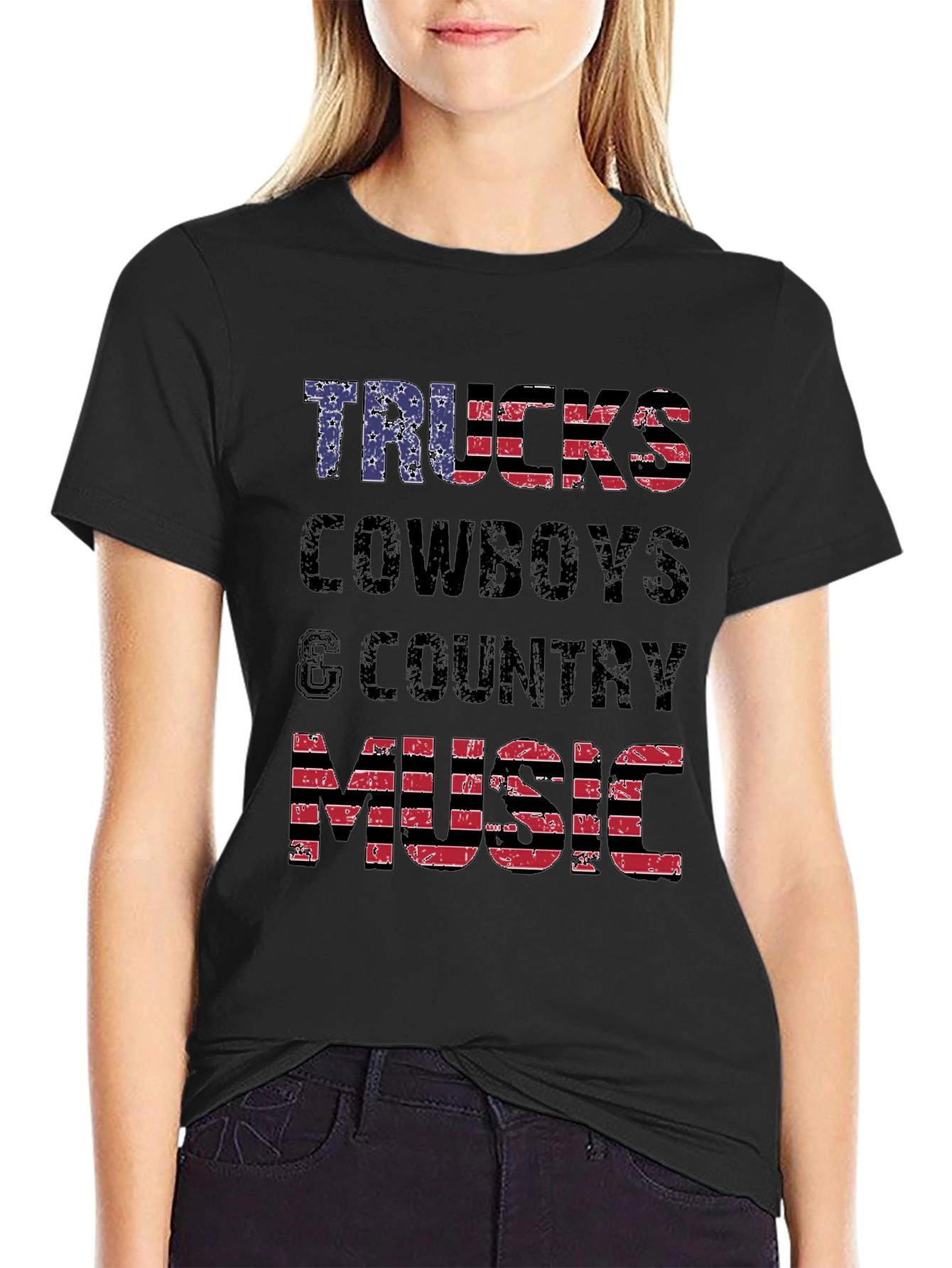 Trucks Cowboys & Country Music American Flag T-Shirt