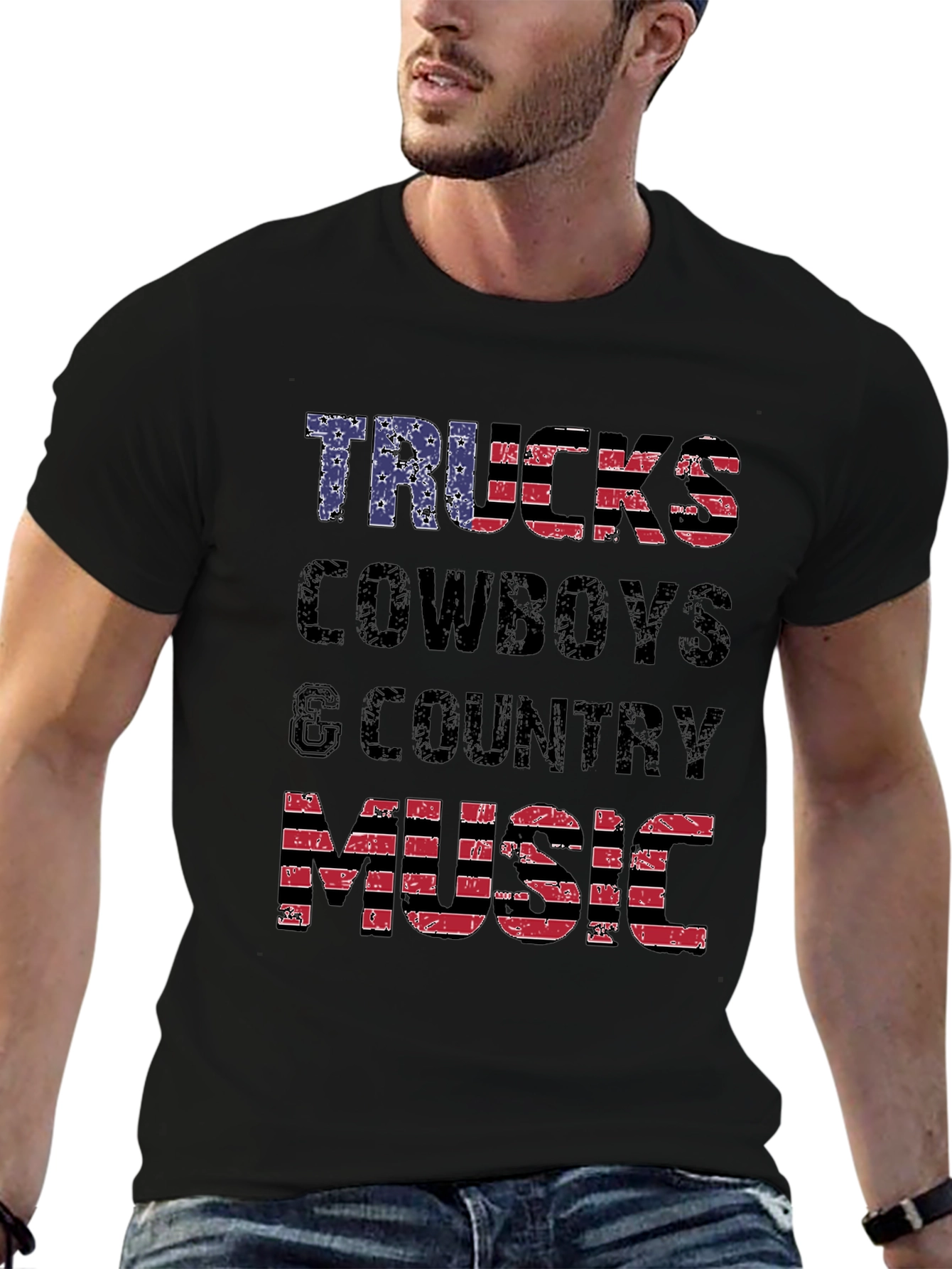 Trucks Cowboys & Country Music American Flag T-Shirt