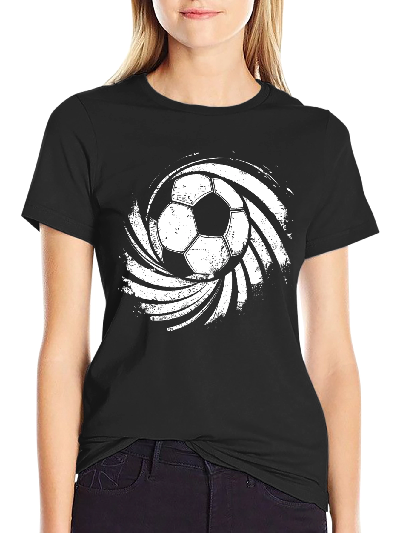 Distressed Soccer Ball Graphic T-Shirt