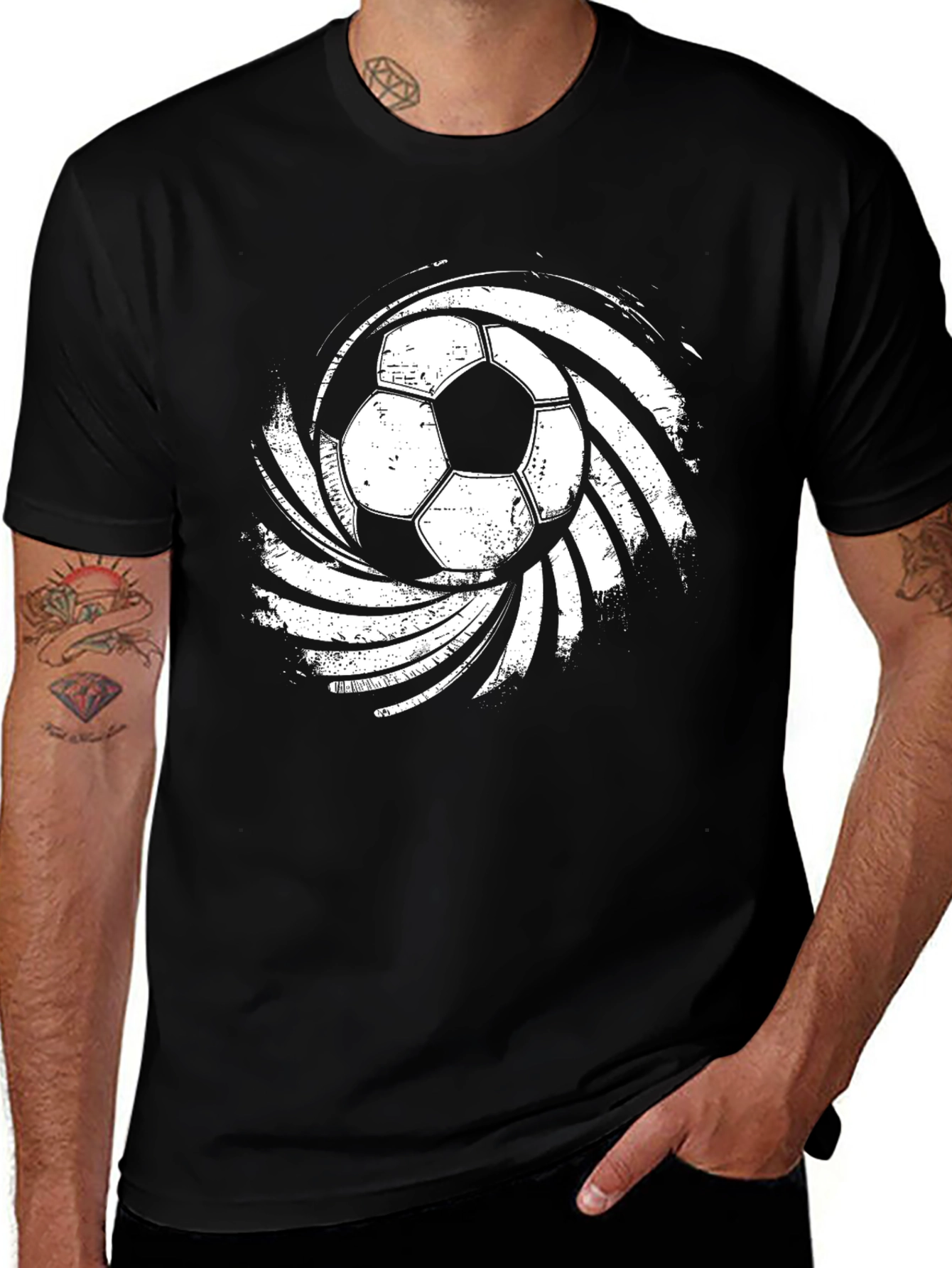 Distressed Soccer Ball Graphic T-Shirt