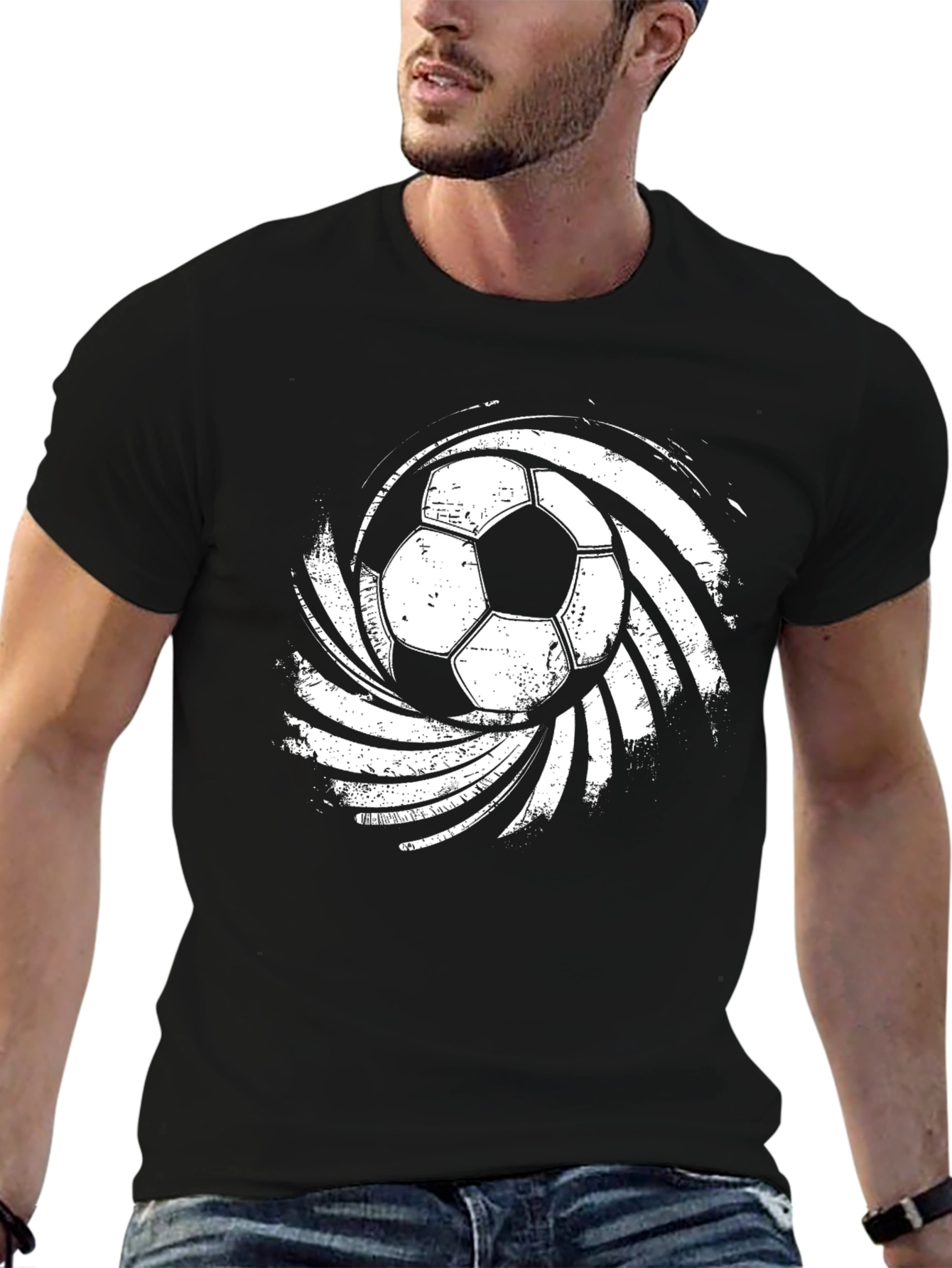 Distressed Soccer Ball Graphic T-Shirt