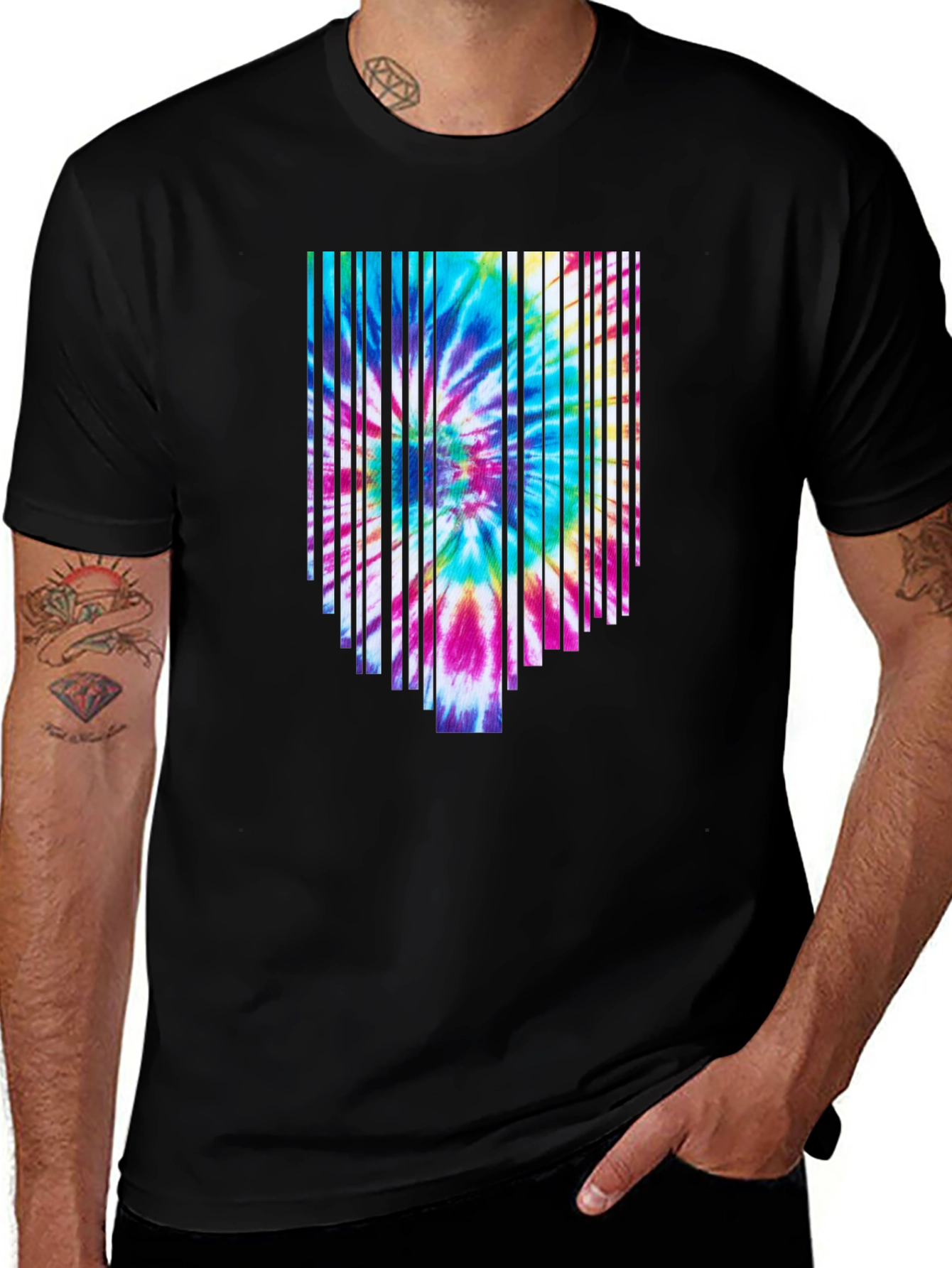 Retro Tie-Dye Graphic Tee - Black
