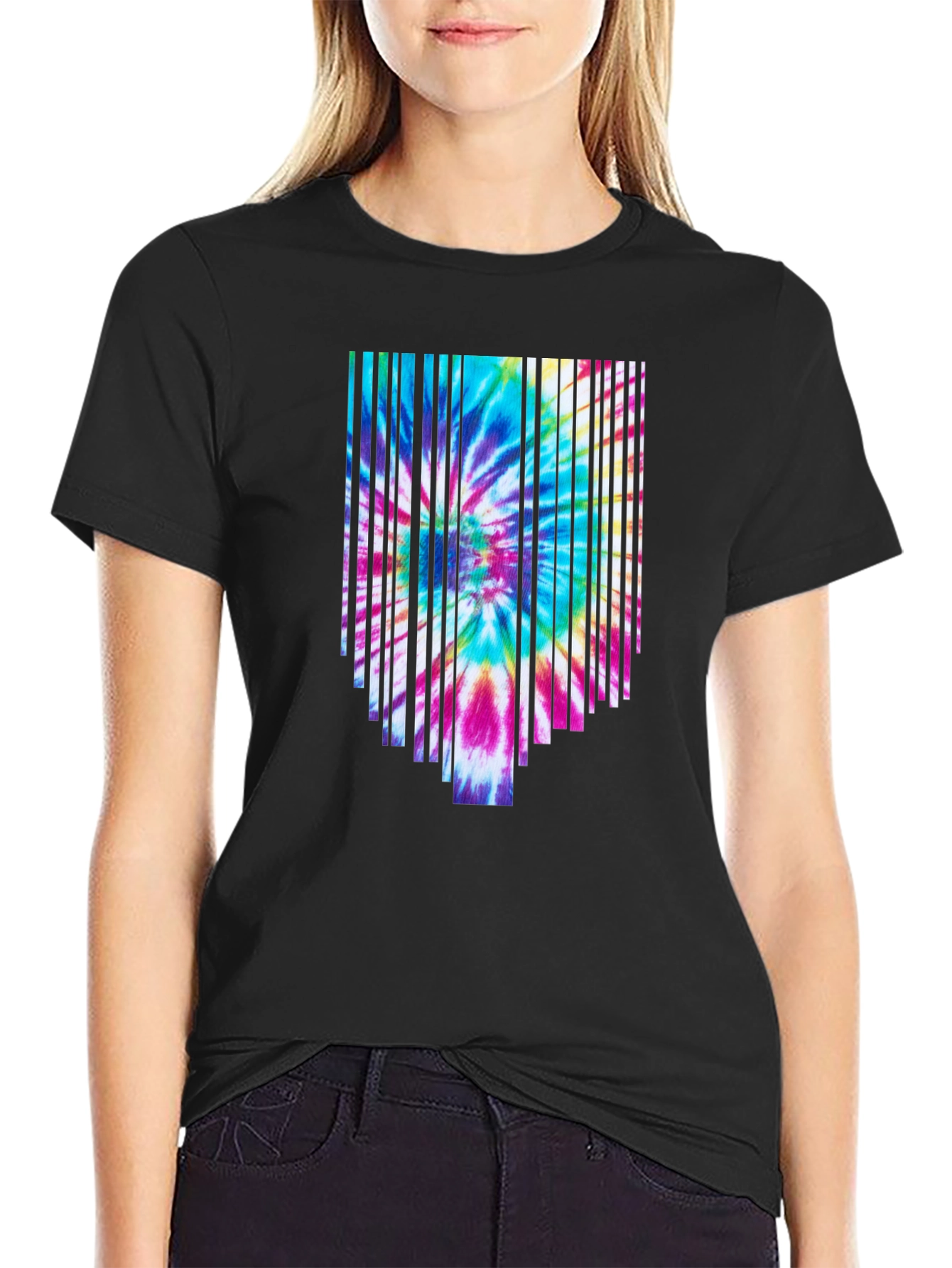 Retro Tie-Dye Graphic Tee - Black