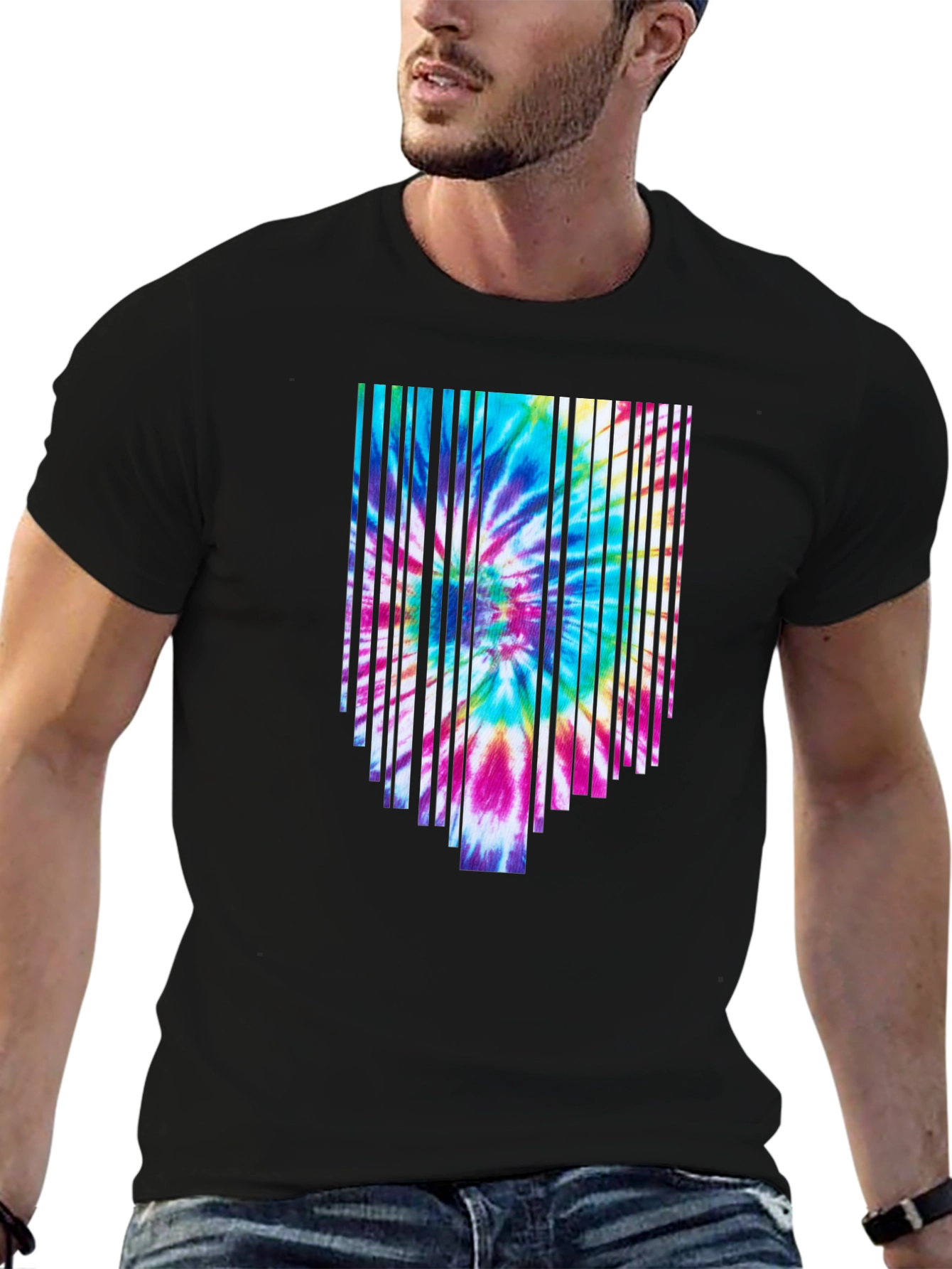 Retro Tie-Dye Graphic Tee - Black