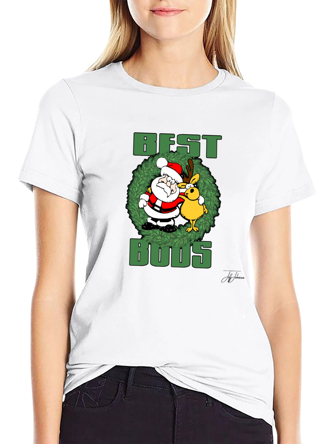 Best Buds Santa & Rudolph Graphic T-Shirt