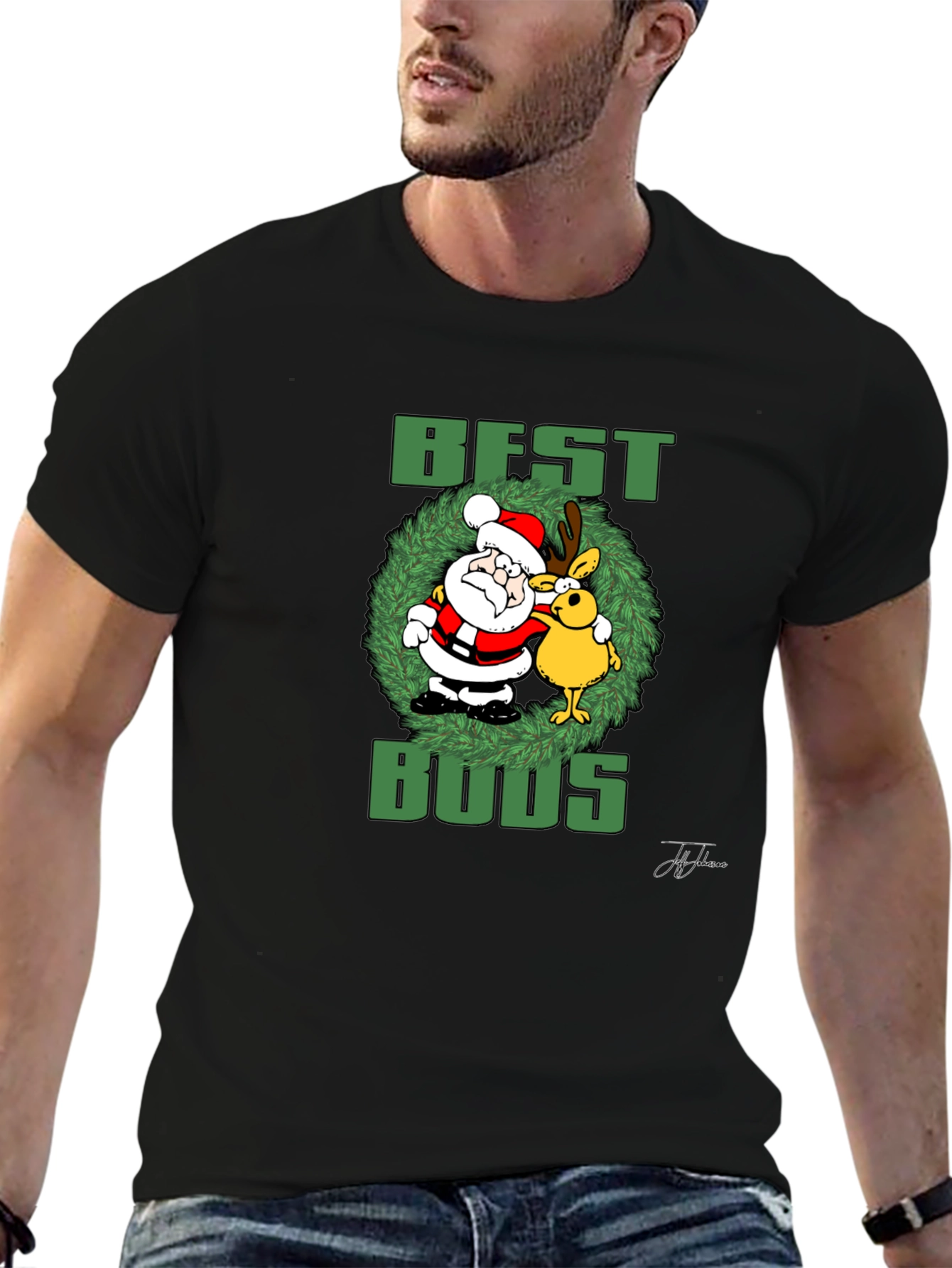Best Buds Santa & Rudolph Graphic T-Shirt