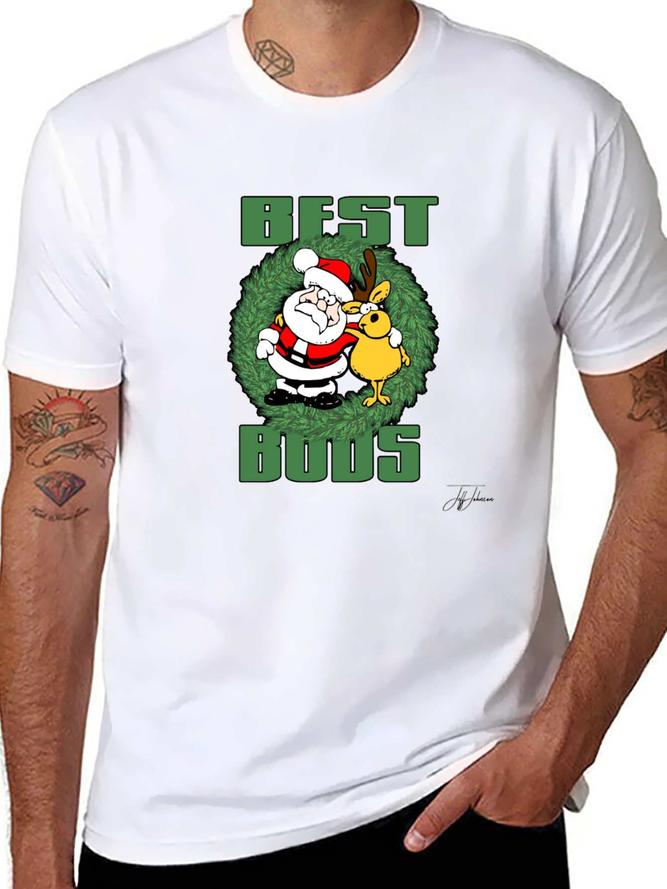 Best Buds Santa & Rudolph Graphic T-Shirt