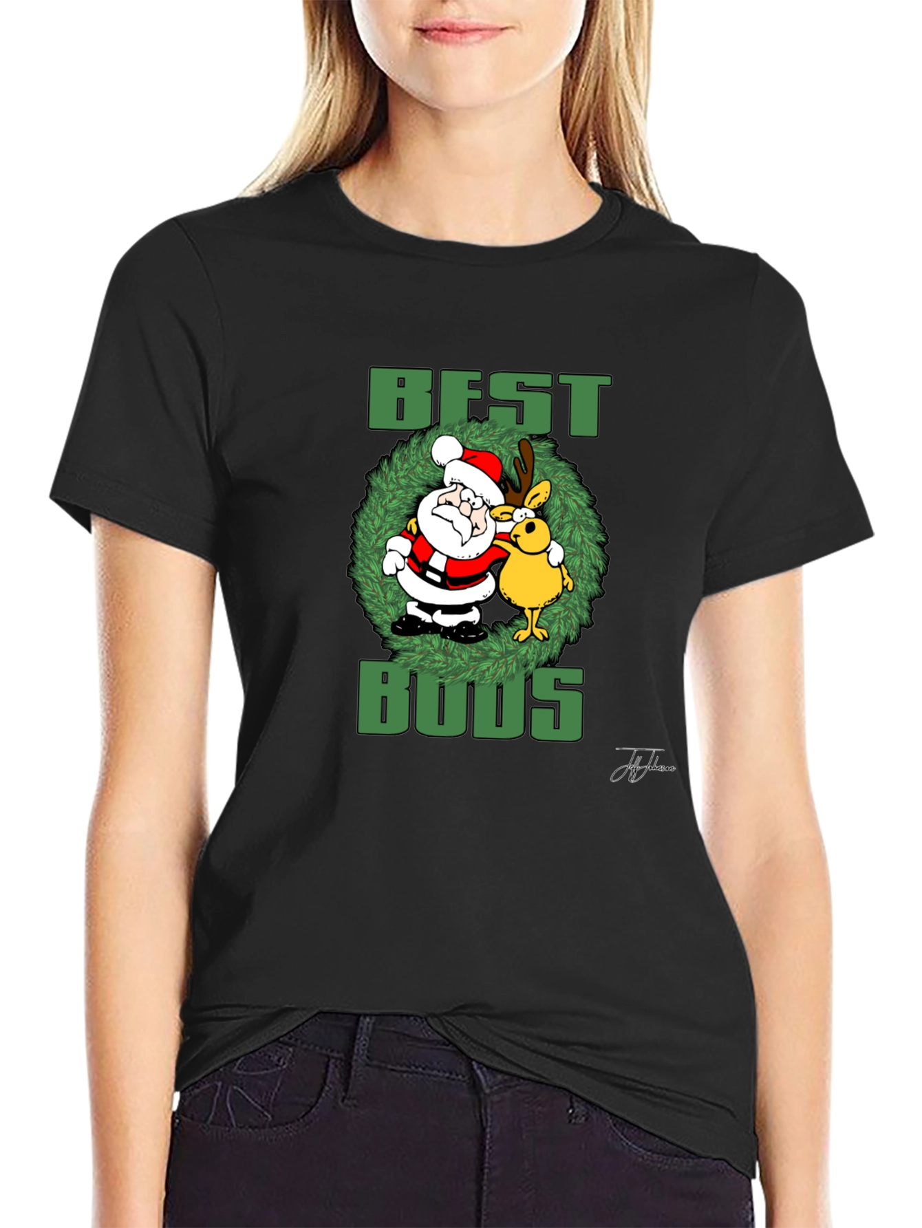 Best Buds Santa & Rudolph Graphic T-Shirt