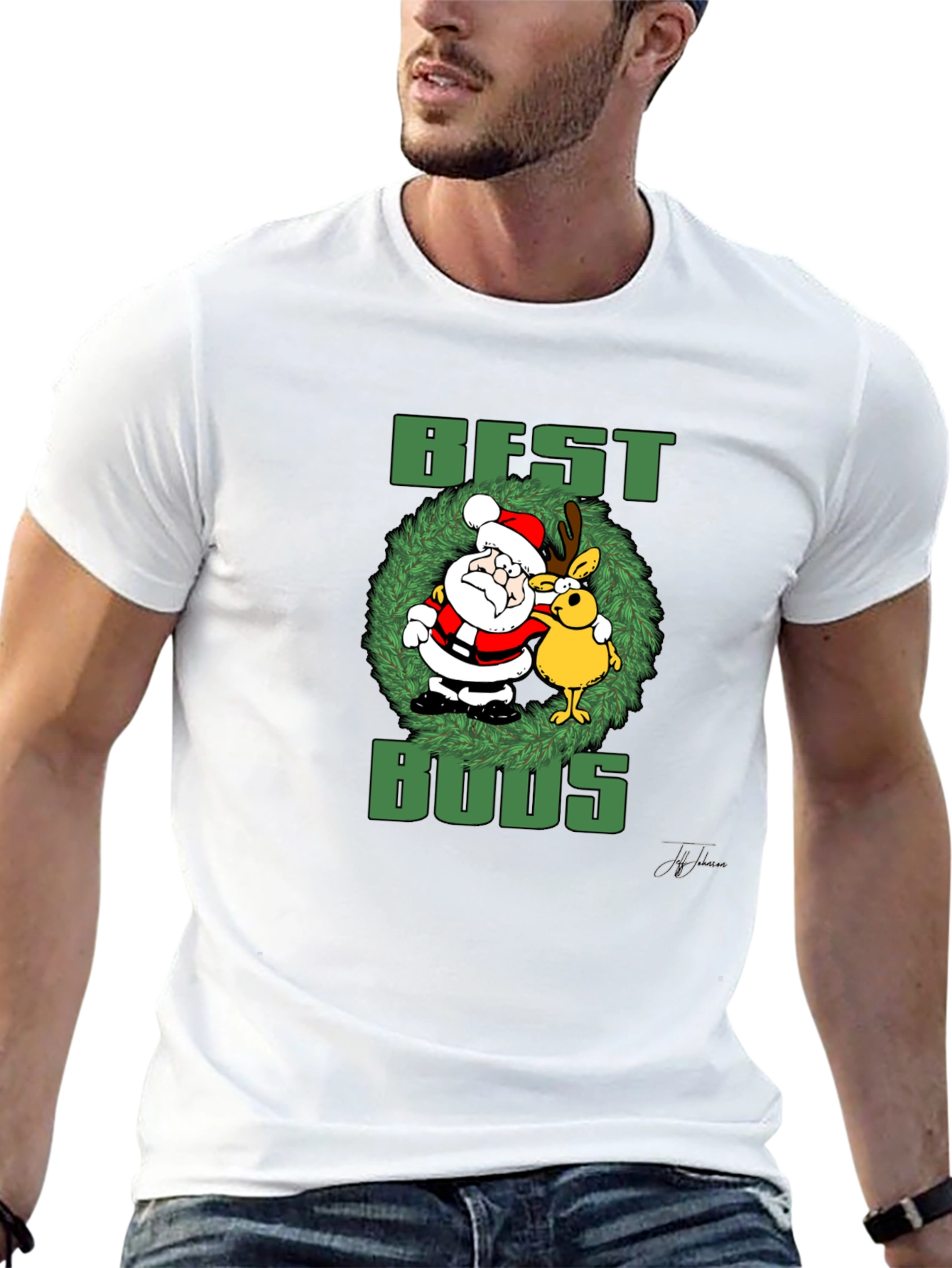 Best Buds Santa & Rudolph Graphic T-Shirt